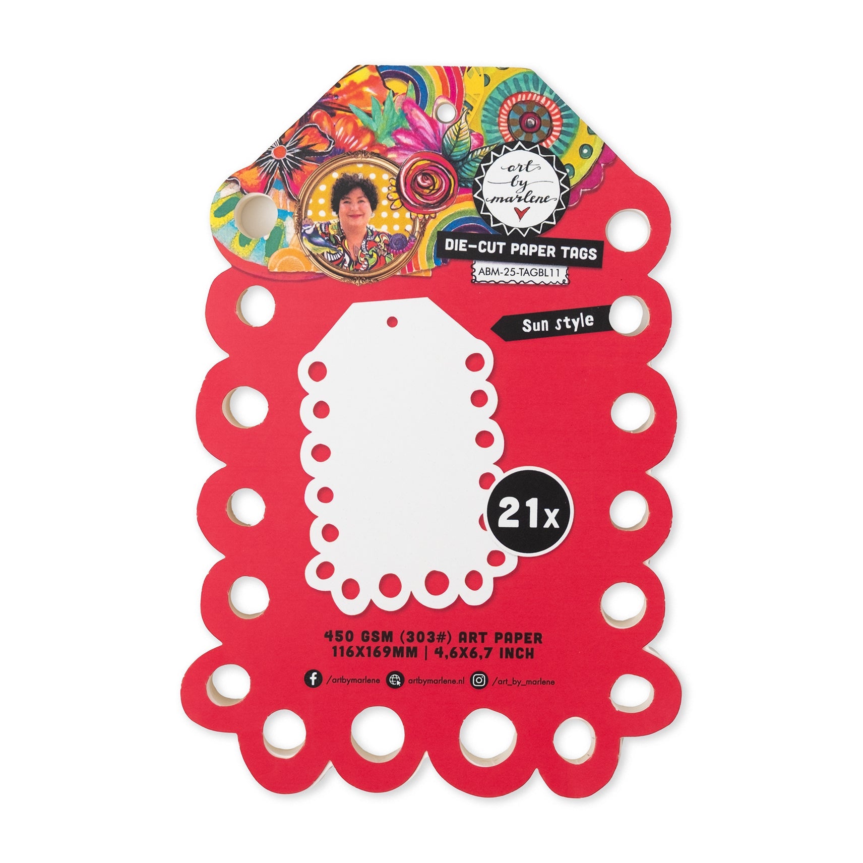 ABM Die-Cut Paper Tags Sun Style Art By Marlene 116x169x8mm 21 Tags