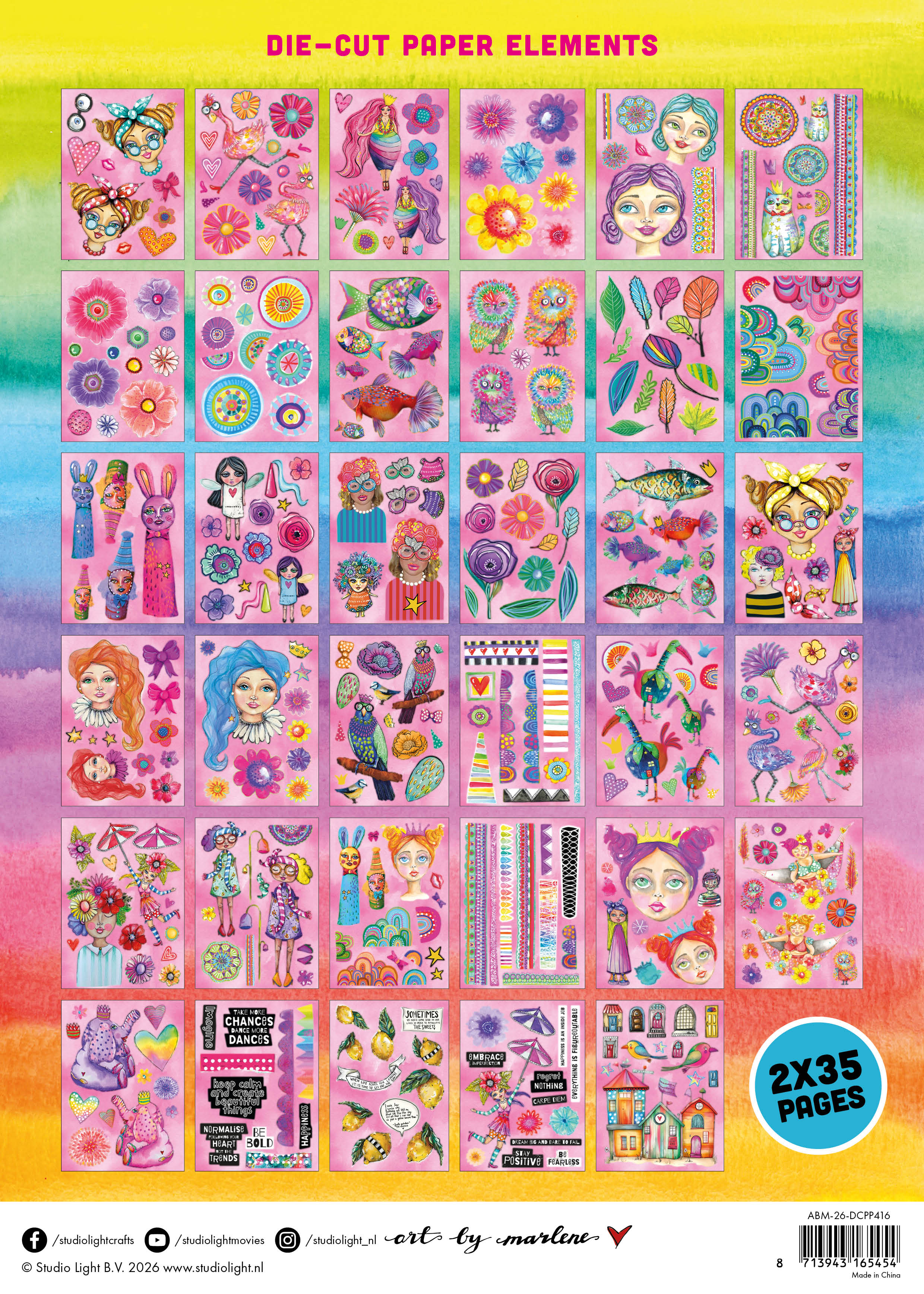 ABM Die-Cut Paper Pad X-tra Big Elements Art by Marlene 70 Sheets