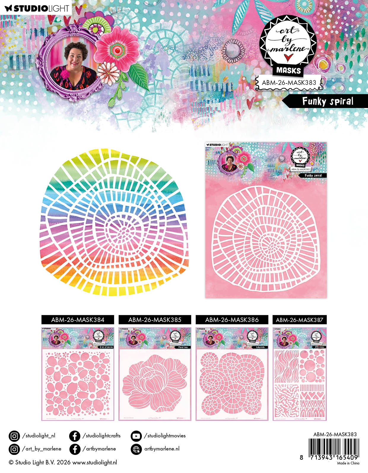 ABM Mask Funky Spiral Art by Marlene 1 Piece