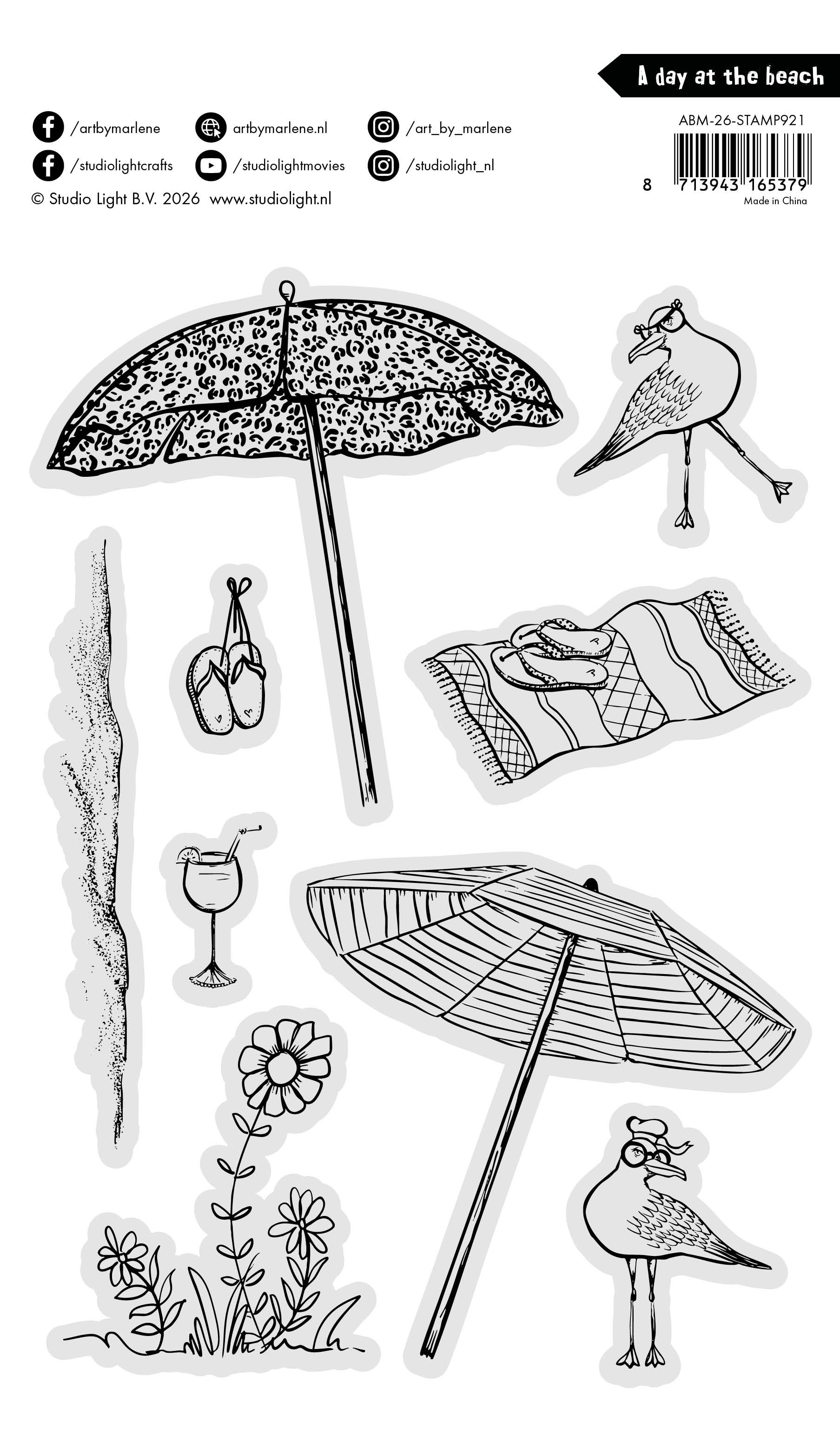 ABM Clear Stamp A Day At The Beach Art by Marlene 9 Pieces