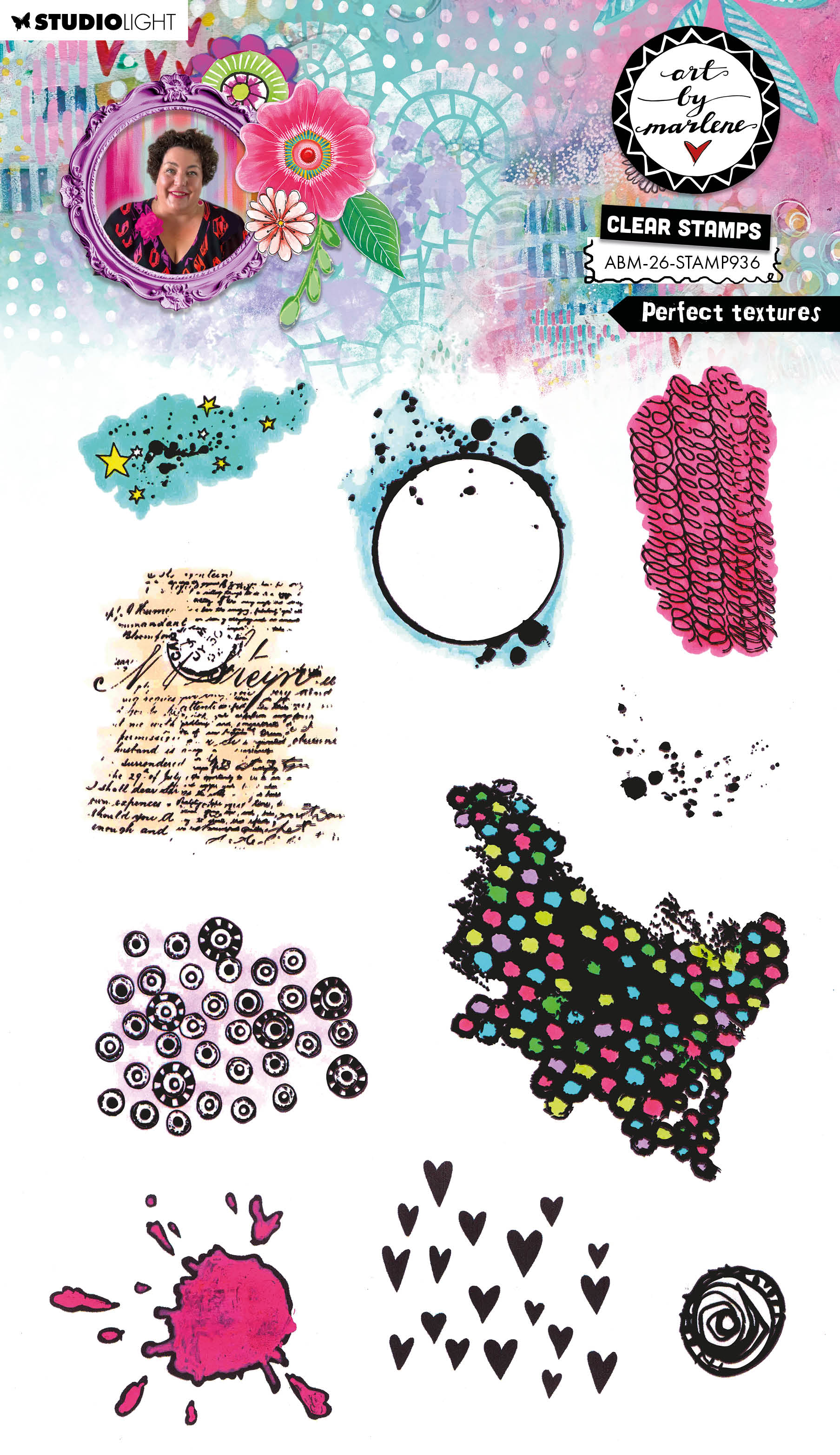 ABM Clear Stamp Perfect Textures Art by Marlene 10 Pieces
