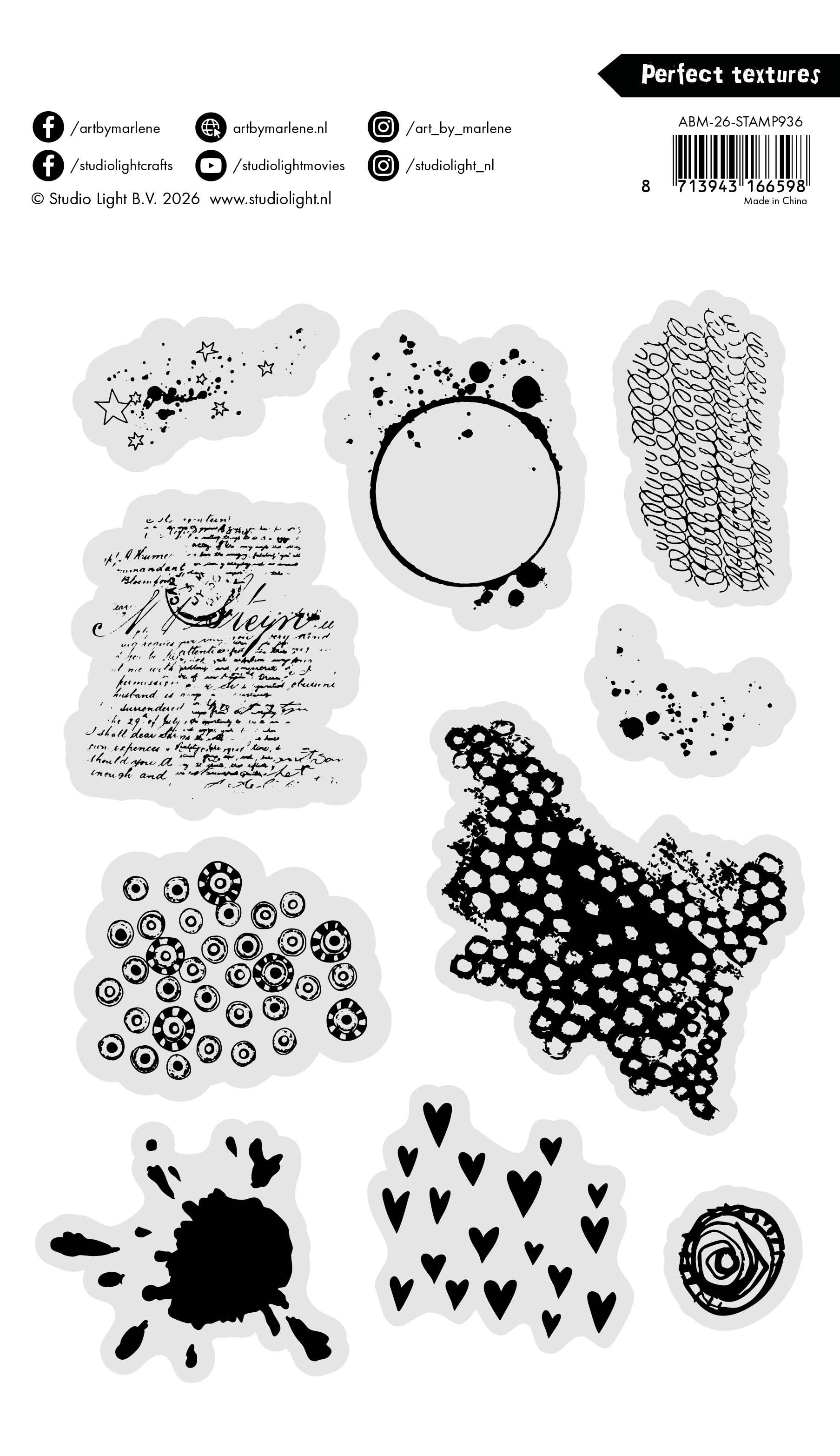 ABM Clear Stamp Perfect Textures Art by Marlene 10 Pieces