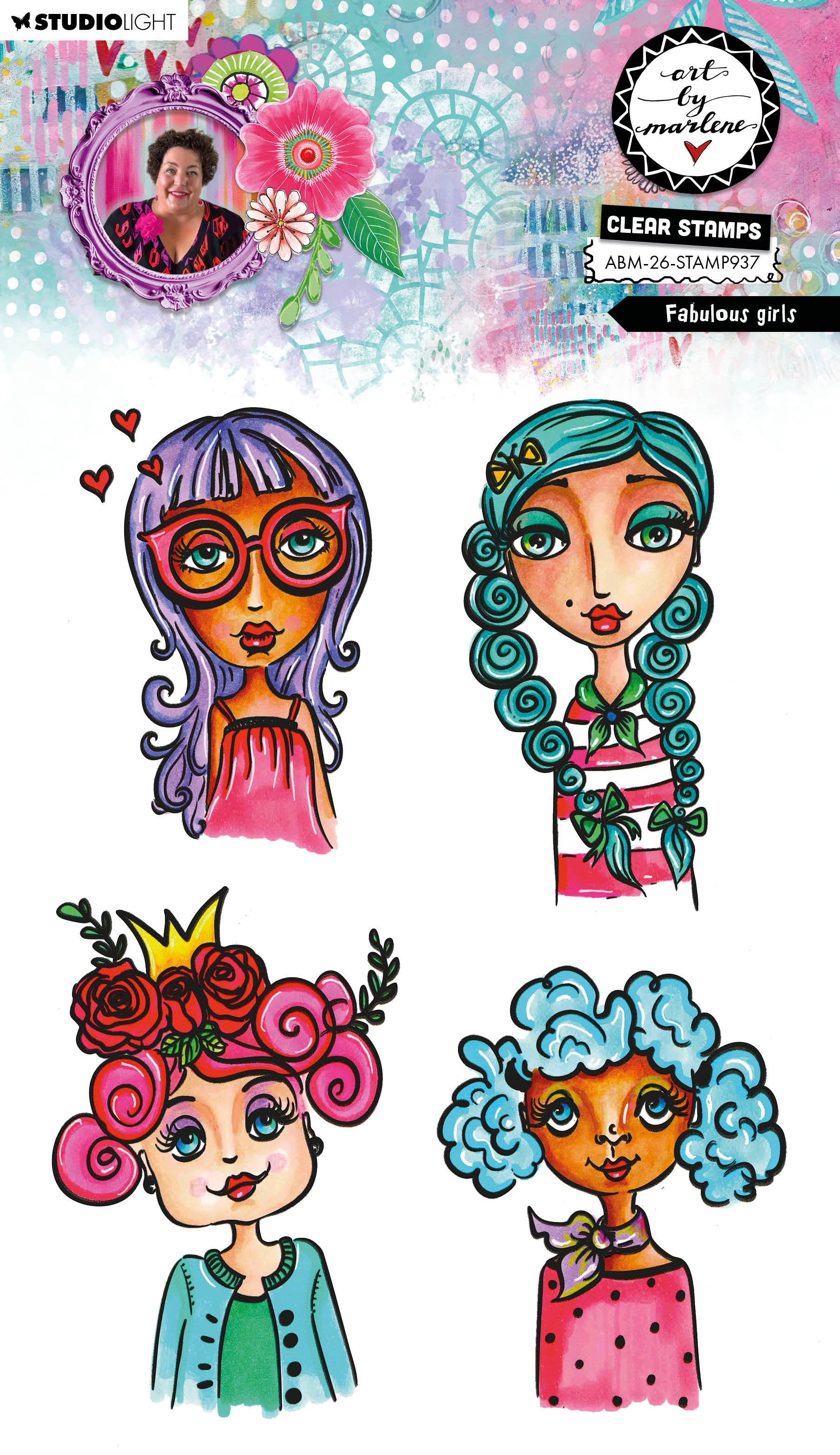 ABM Clear Stamp Fabulous Girls Art by Marlene 4 Pieces