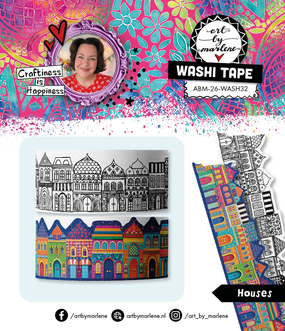 ABM Washi Tape Houses Art by Marlene 25x18x20mm 2 Pieces