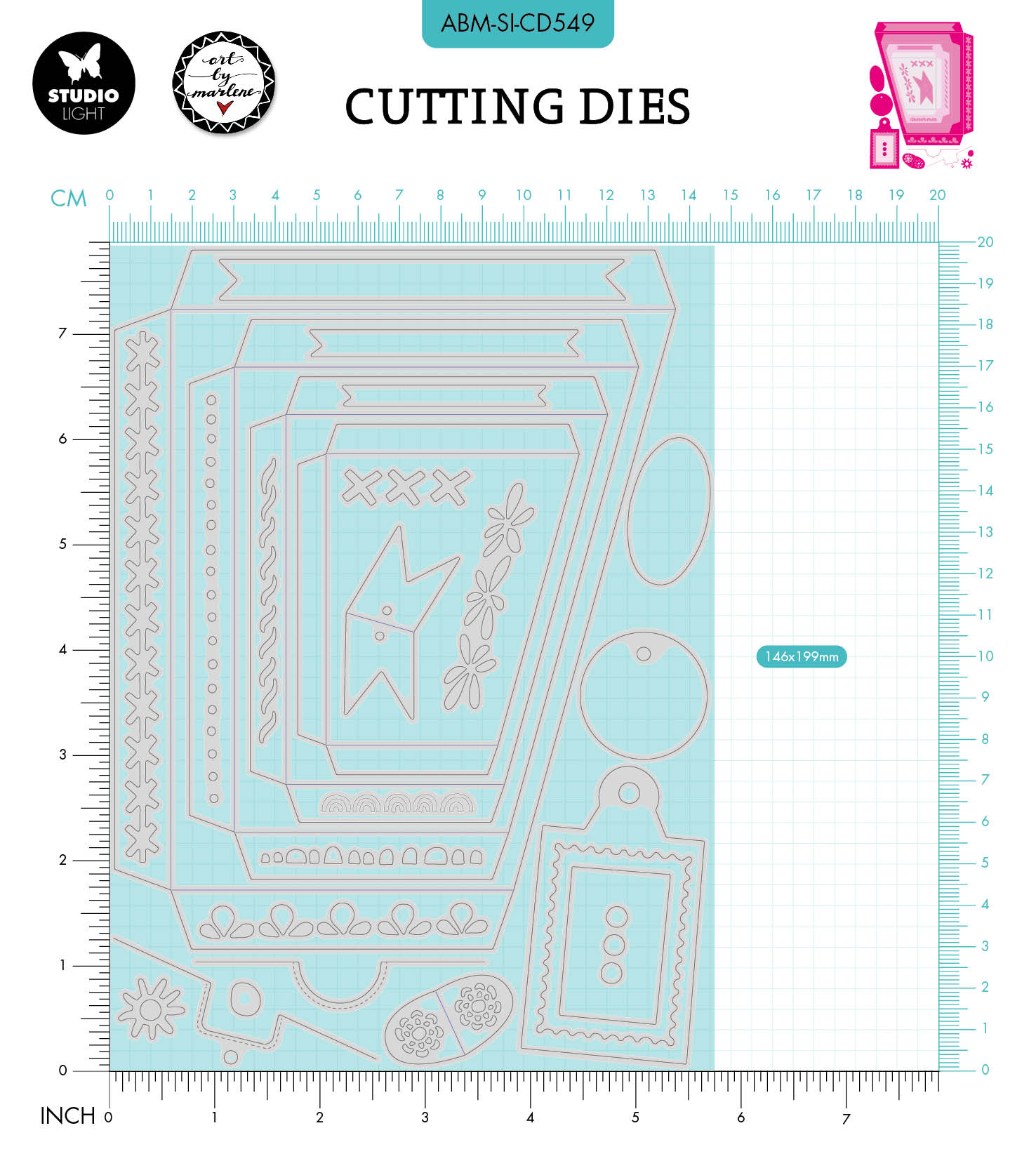 ABM Cutting Dies Pocket-Fun Signature Collection 265x153x1mm 27 PC nr.549