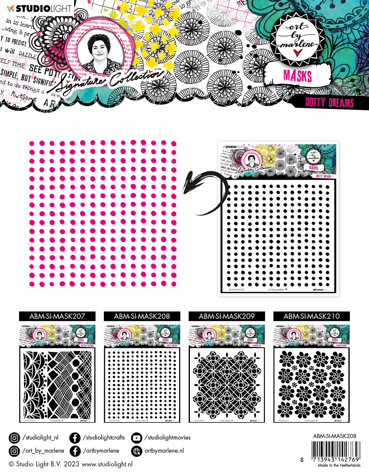 ABM Mask Dotty Dreams Signature Collection 203.2x203.2x1mm 1 PC nr.208