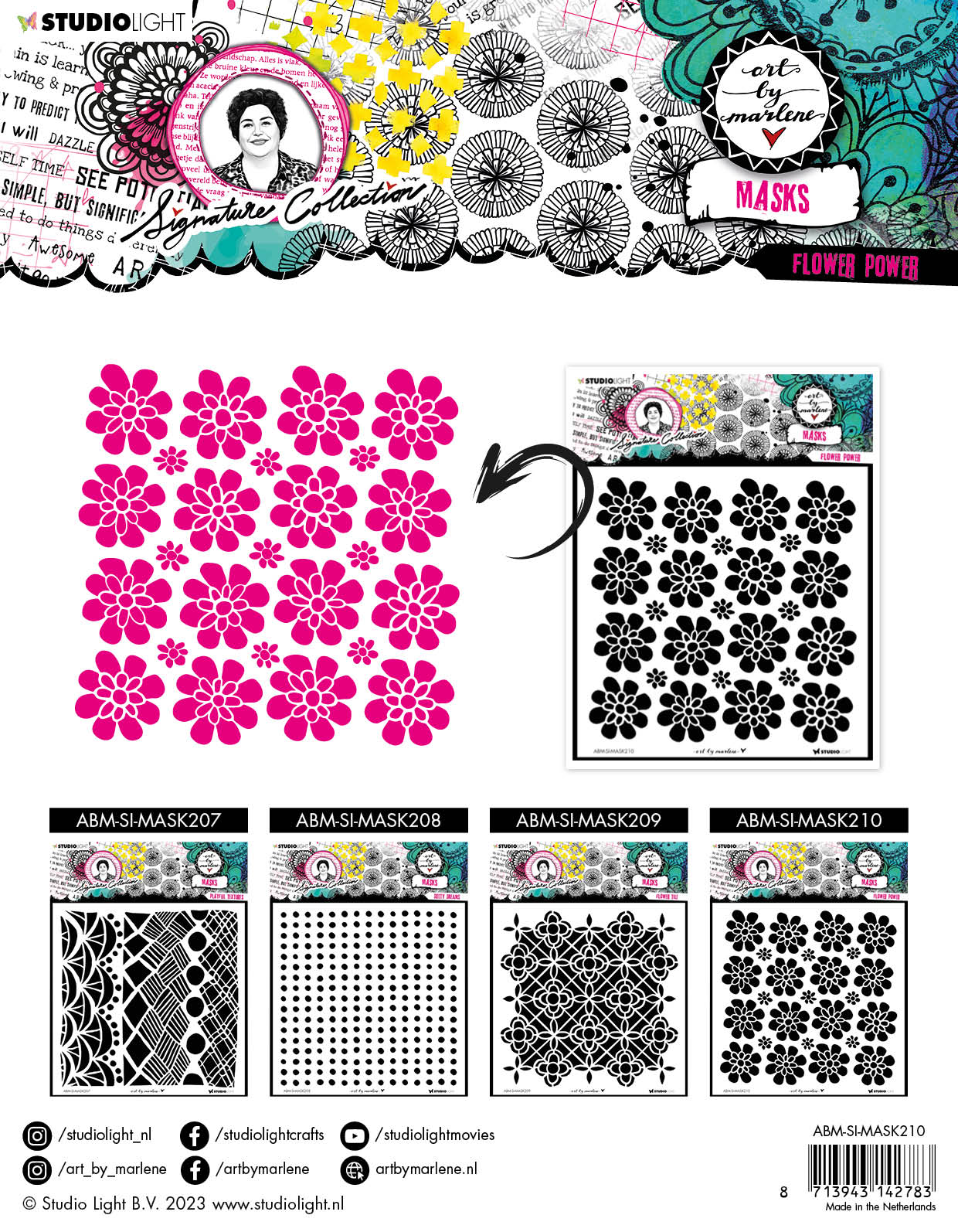 ABM Mask Flower Power Signature Collection 203.2x203.2x1mm 1 PC nr.210