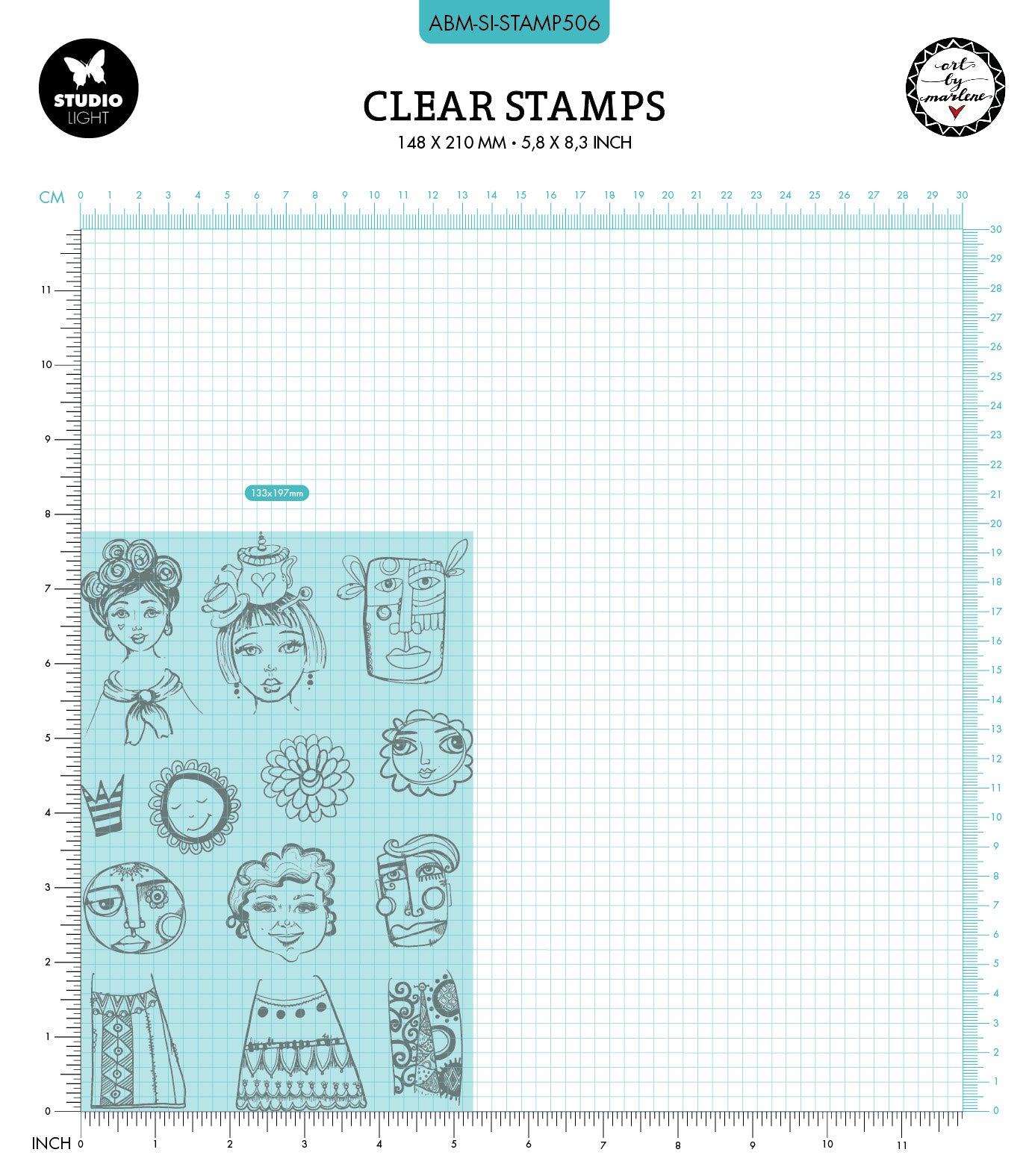 ABM Clear Stamp Face-It Signature Collection 148x210x3mm 13 PC nr.506