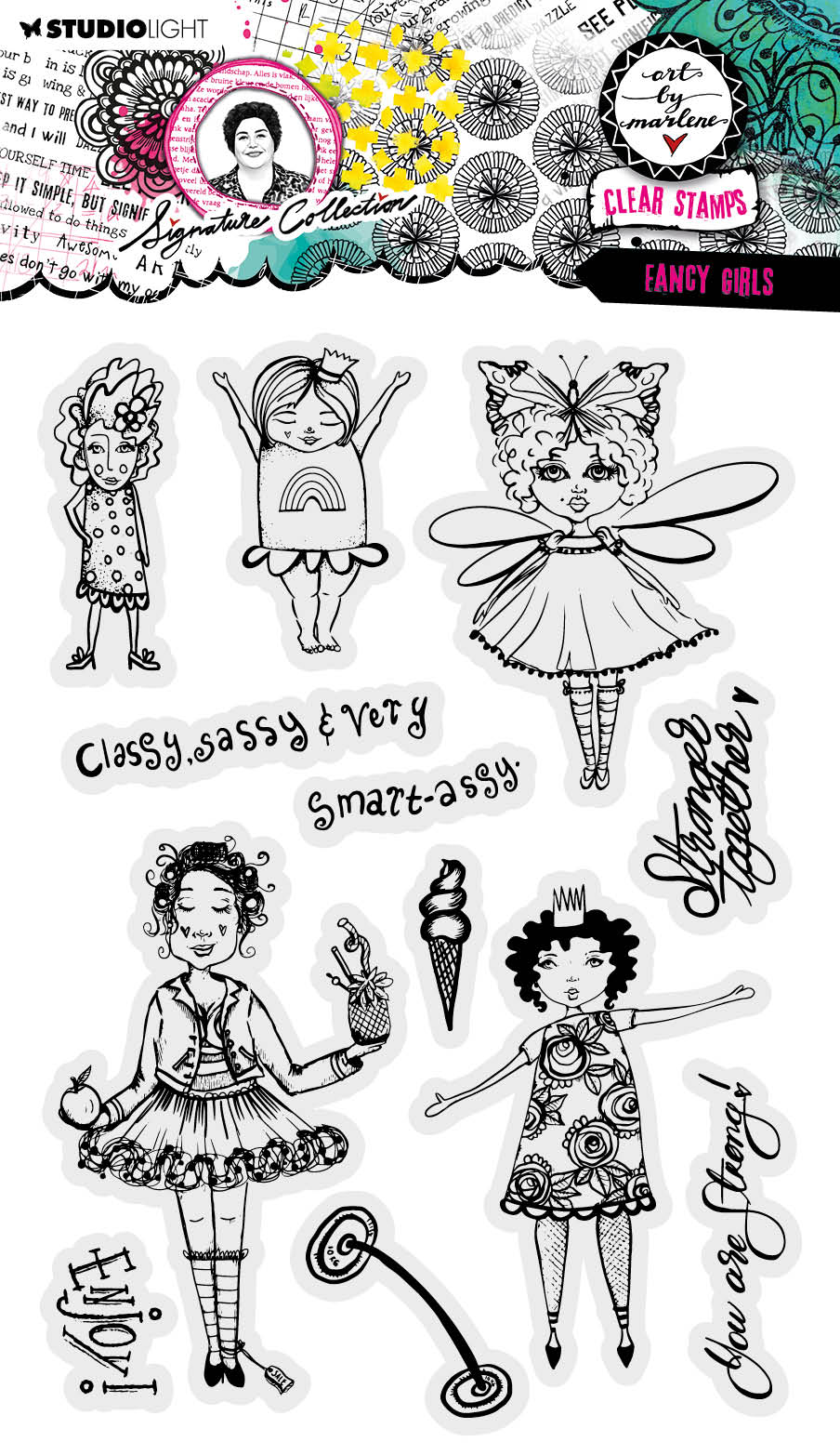 ABM Clear Stamp Fancy Girls Signature Collection 148x210x3mm 12 PC nr.638