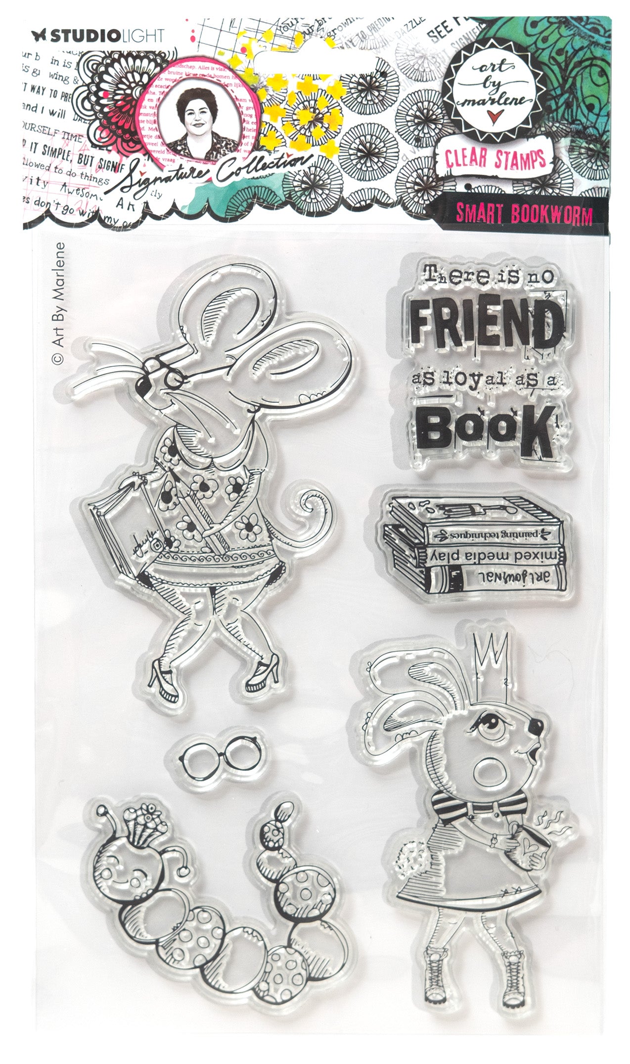 ABM Clear Stamp Smart Bookworm Signature Collection 6 PC