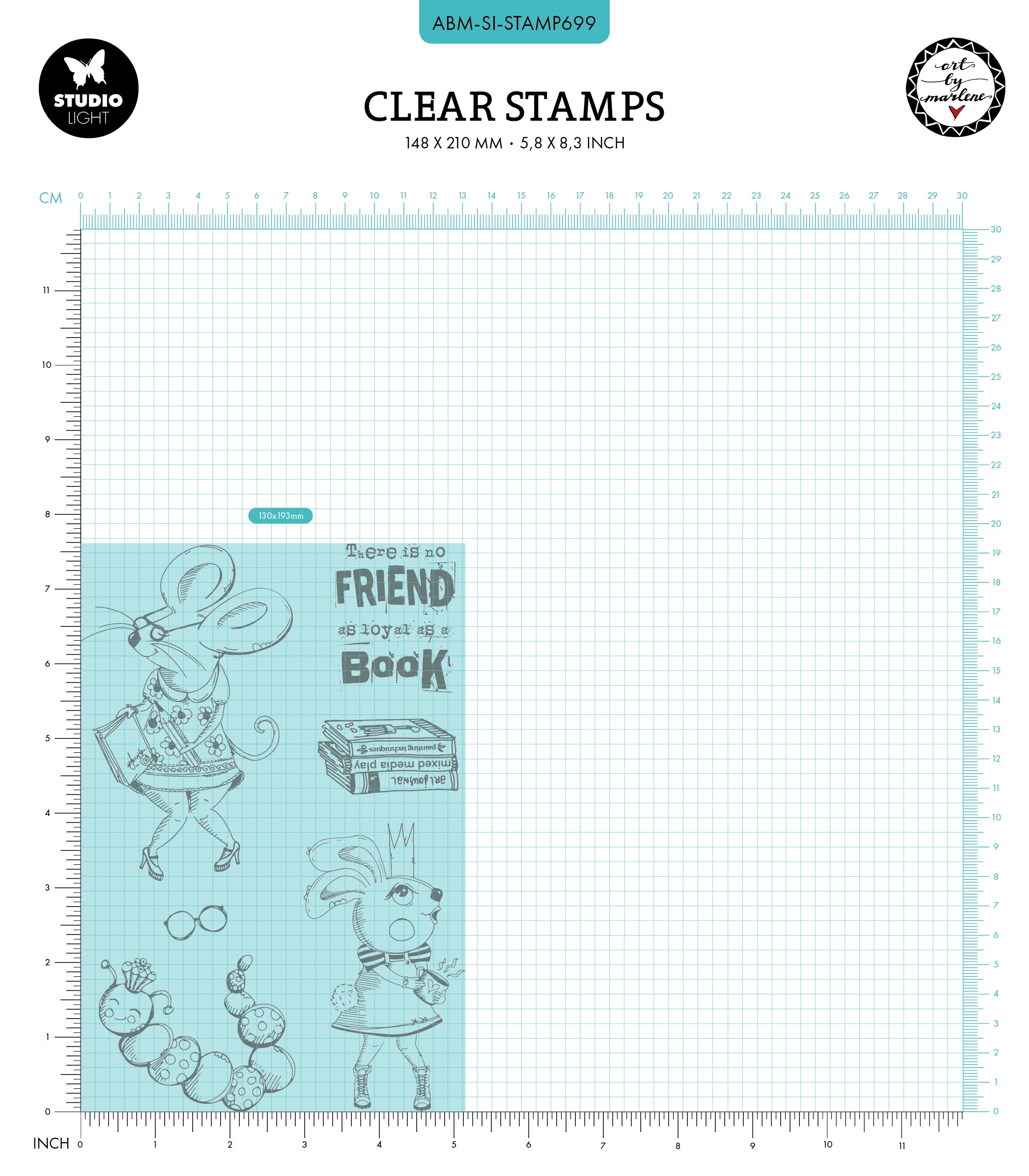 ABM Clear Stamp Smart Bookworm Signature Collection 6 PC