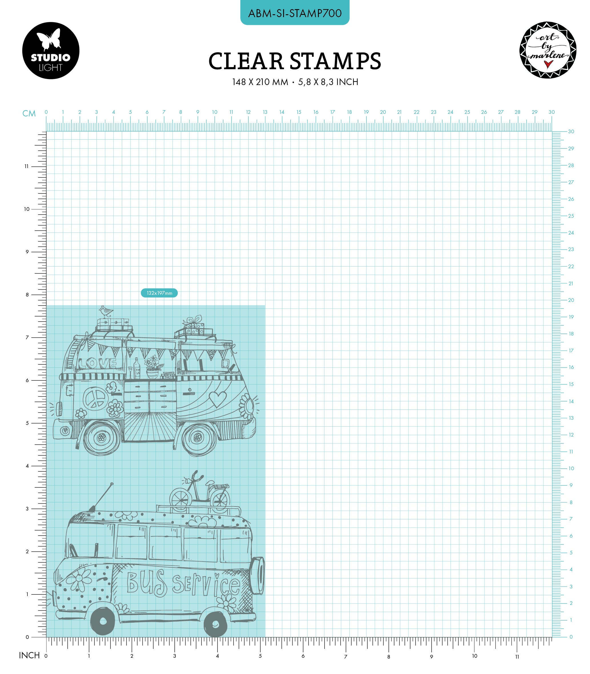 ABM Clear Stamp Hippie Busses Signature Collection 2 PC