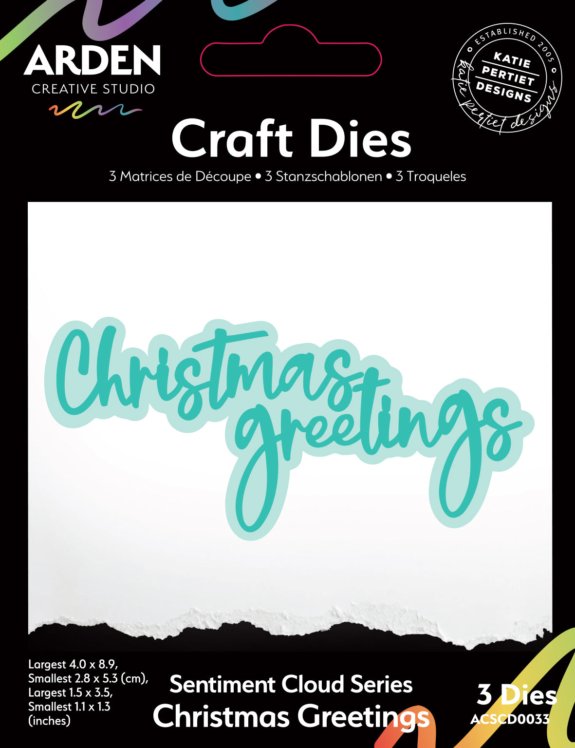 Arden Creative Studio Sentiment Cloud Series Christmas Greetings Craft Die Set