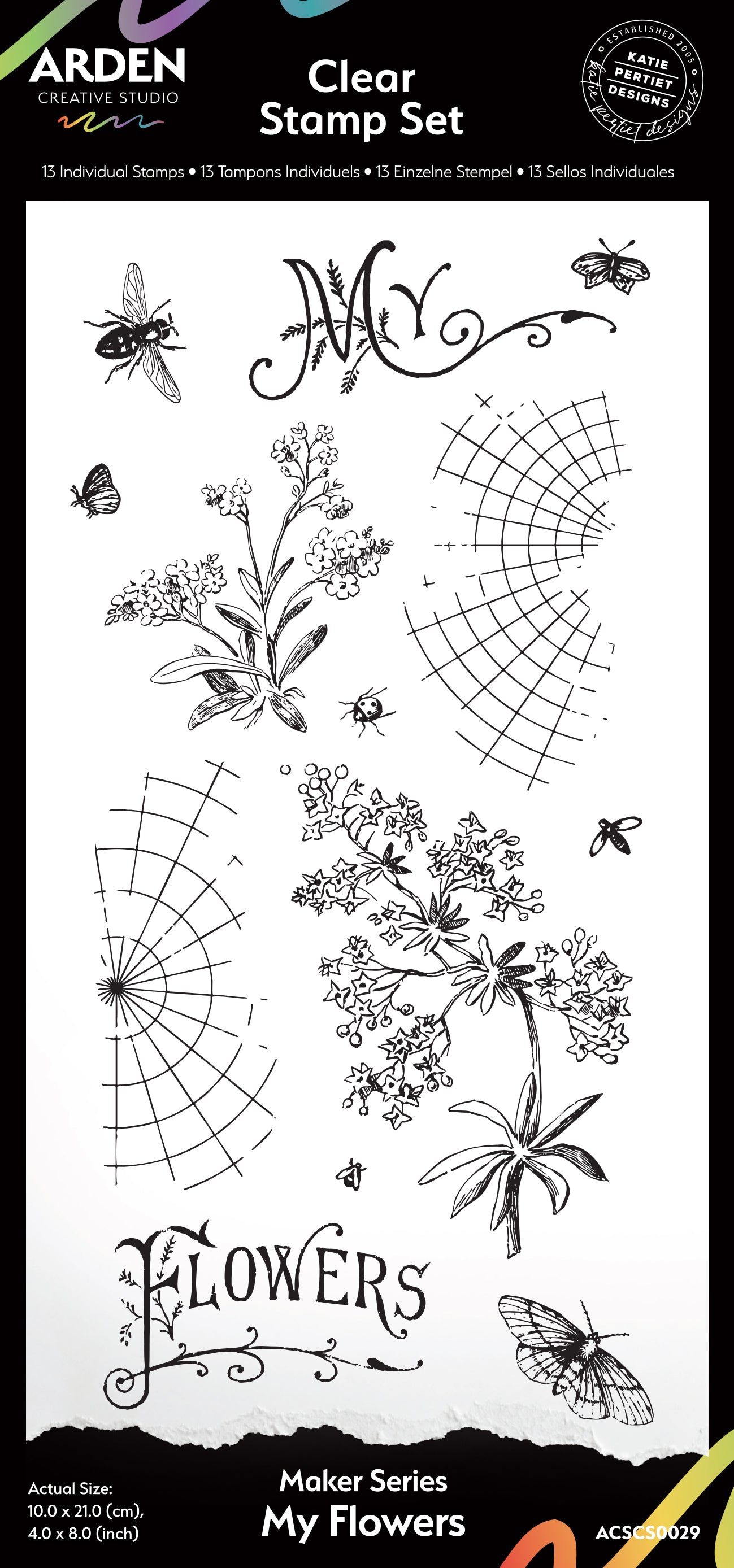 Arden Creative Studio Maker Series My Flowers 4in x 8in Clear Stamp Set