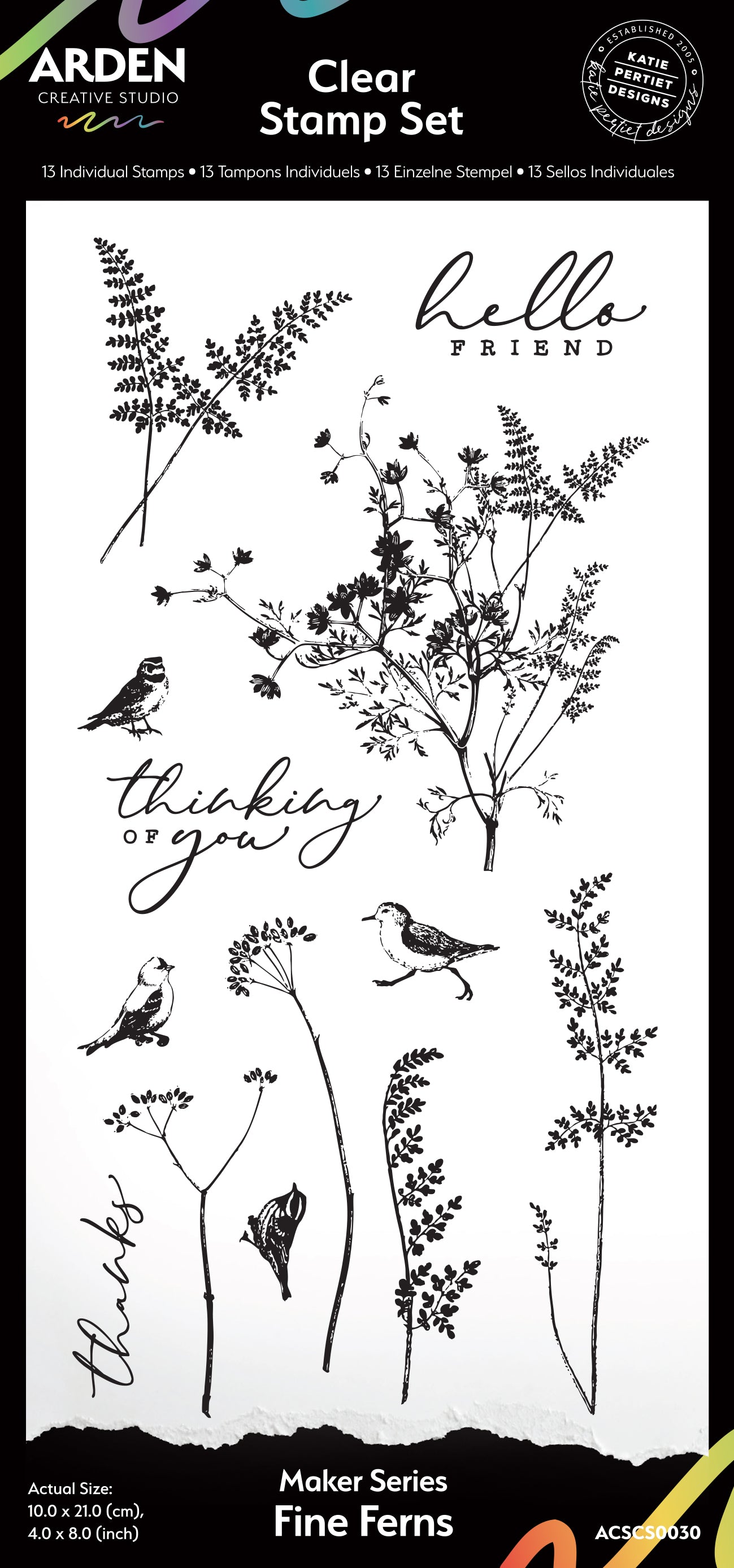 Arden Creative Studio Maker Series Fine Ferns 4in x 8in Clear Stamp Set