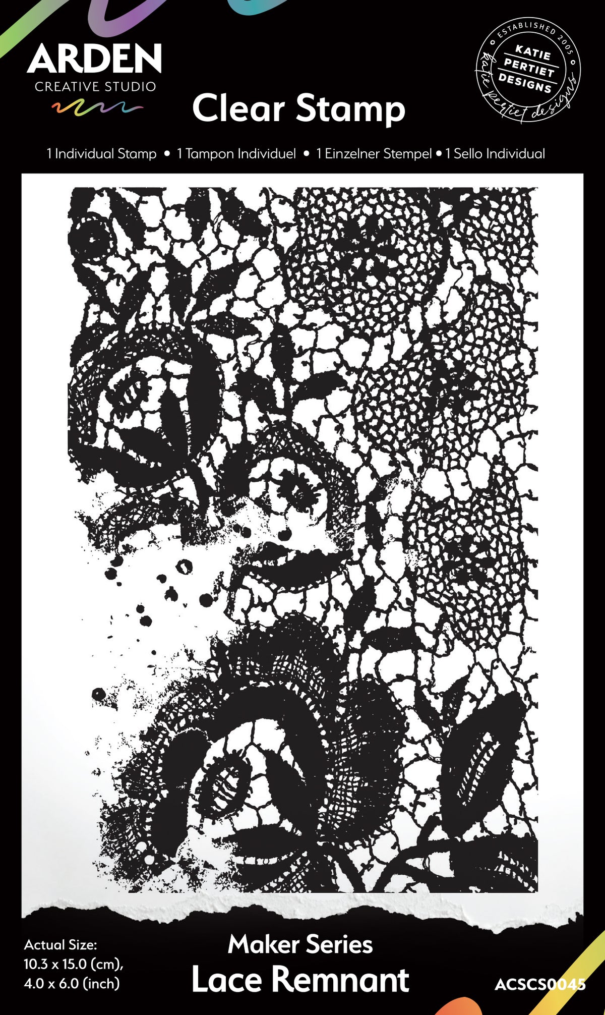 Arden Creative Studio Maker Series Lace Remnant 4in x 6in Background Stamp