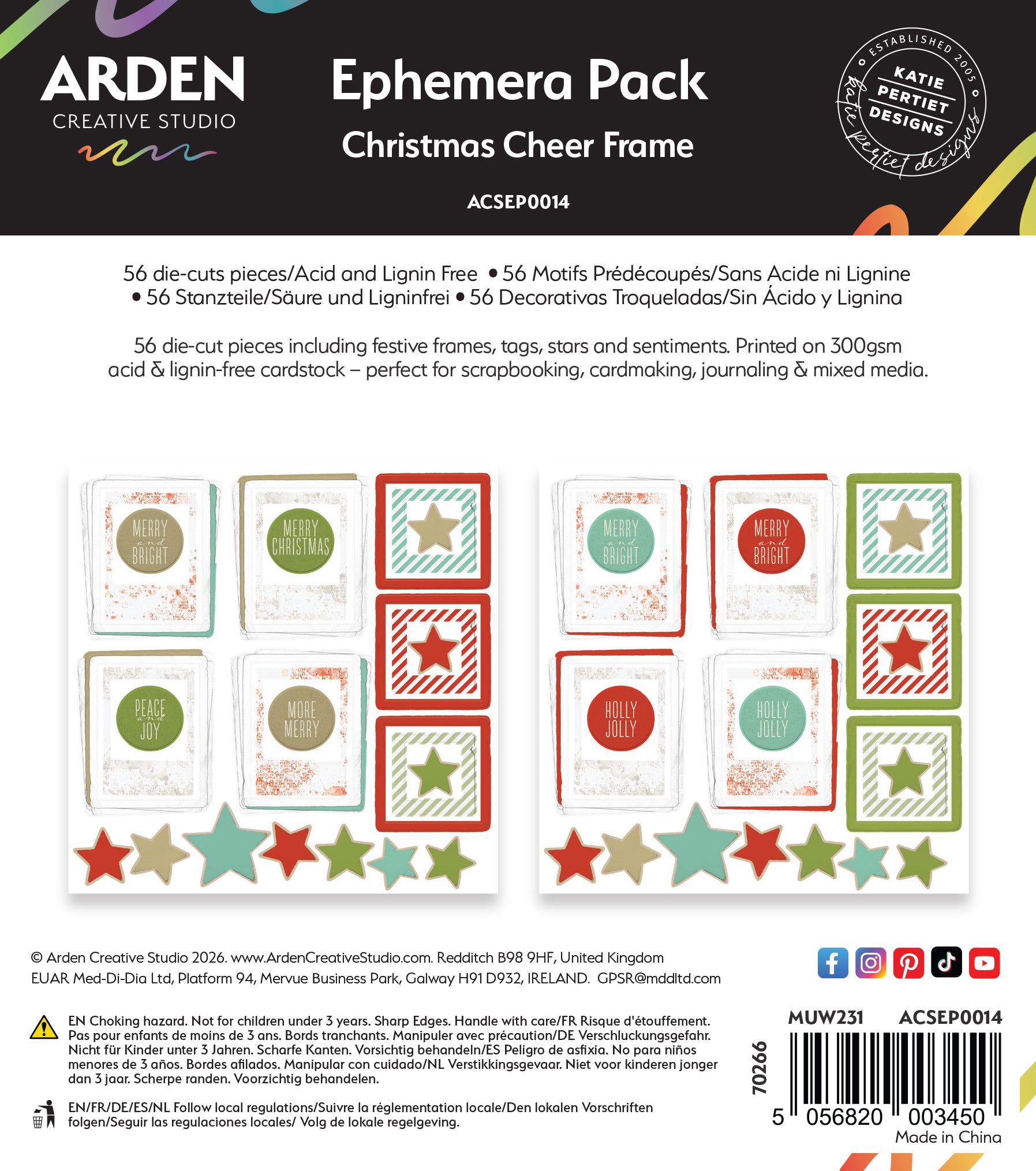 Arden Creative Studio Christmas Cheer Frame Ephemera Pack
