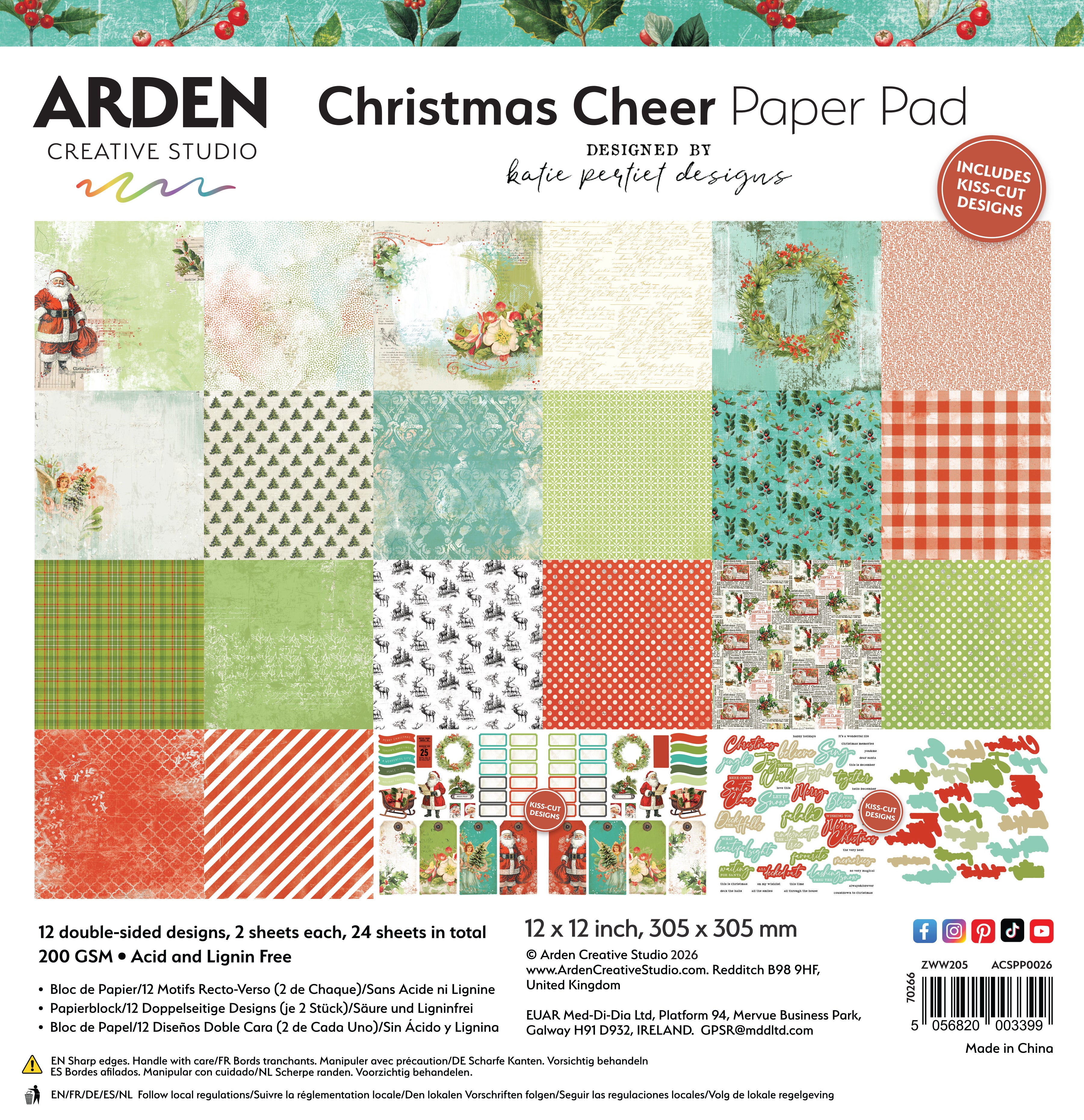 Arden Creative Studio Christmas Cheer 12in x 12in Paper Pad