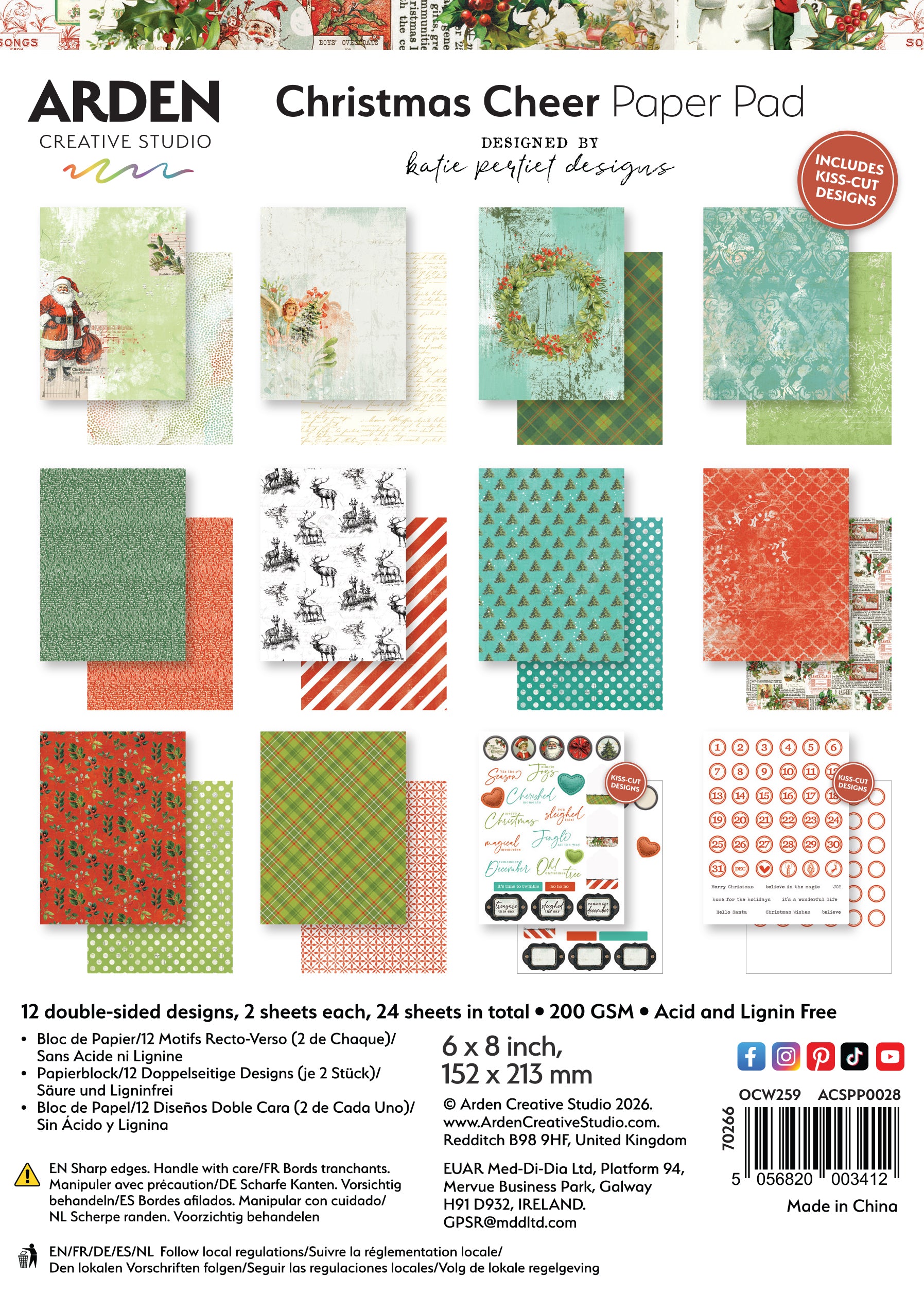 Arden Creative Studio Christmas Cheer 6in x 8in Paper Pad