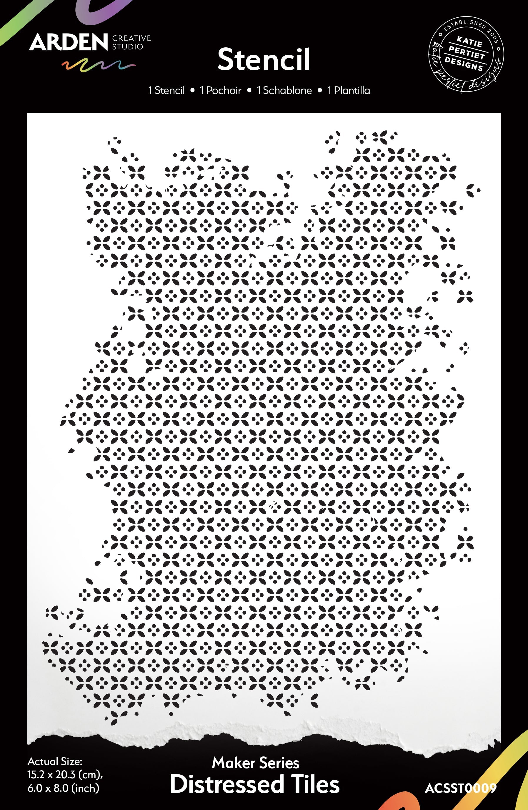 Arden Creative Studio Maker Series Distressed Tiles 6in x 8in Stencil