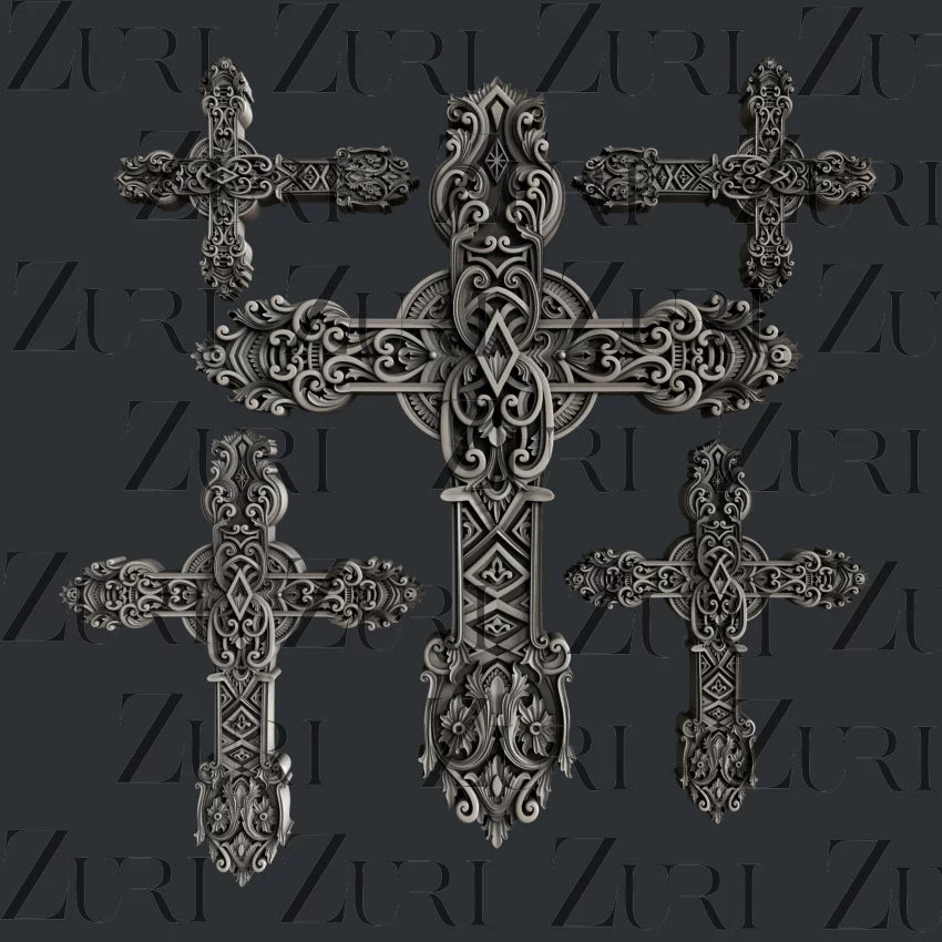 Zuri Designs Ornate Crosses Set 2