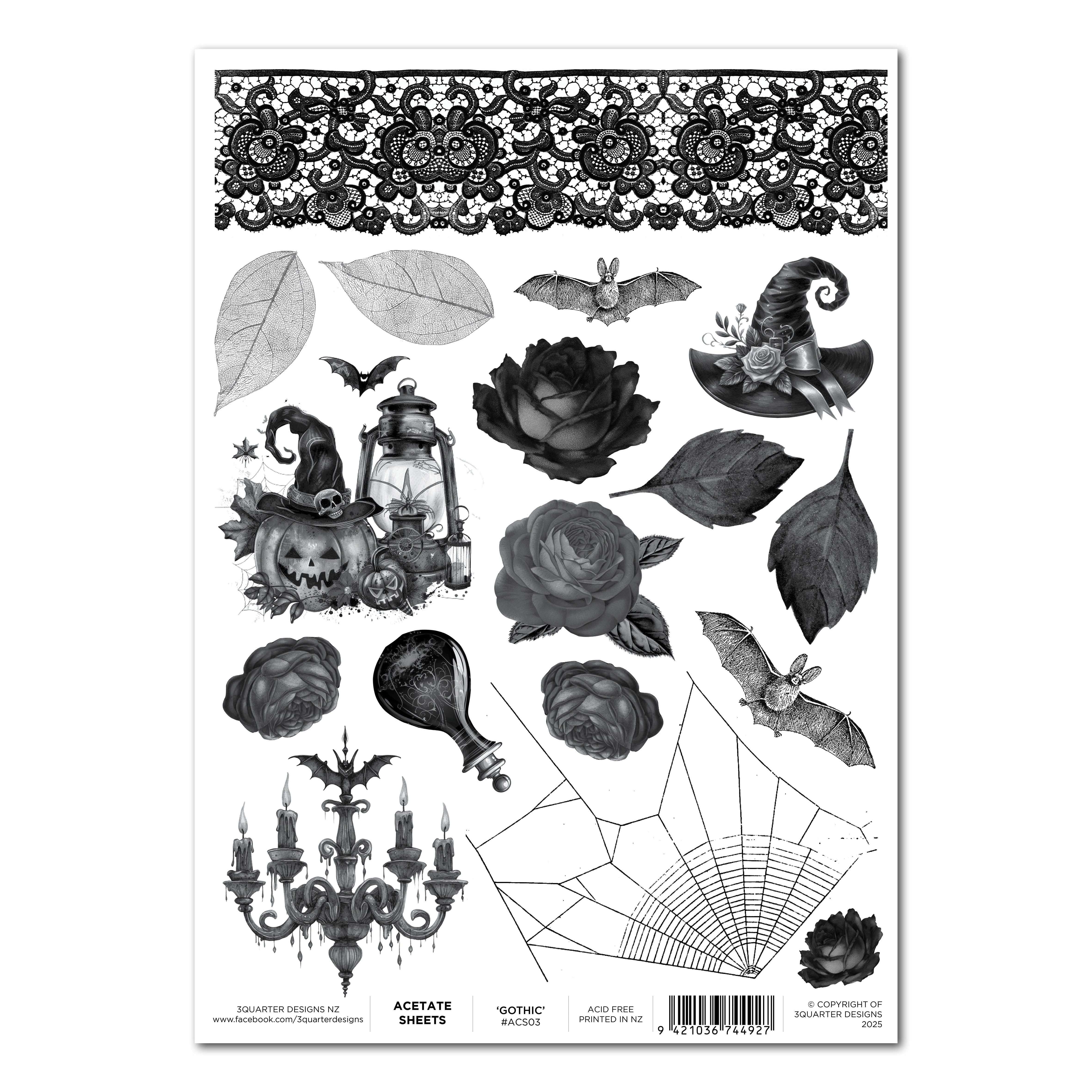 3Quarter Designs A4 Acetate - Gothic