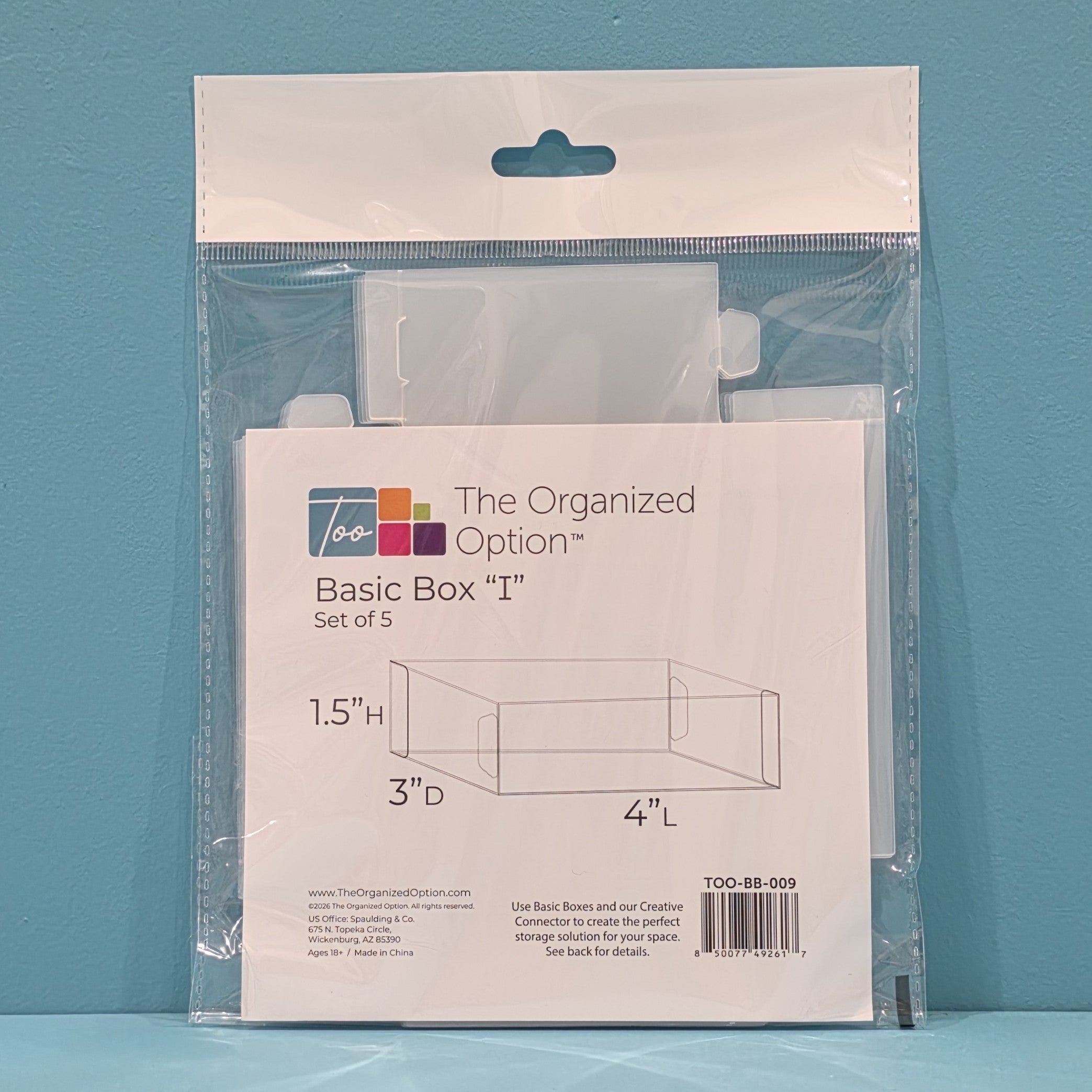 The Organized Option Basic Box "I" - 3.0" W x 4.0" L x 1.5" H - Set of 5