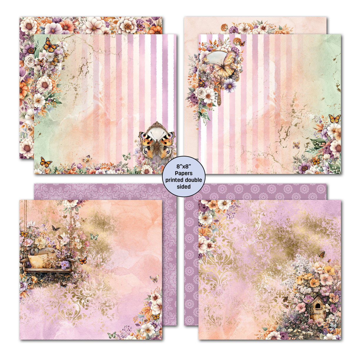 3Quarter Designs Butterfly Grove 8x8 Paper Pack & Diecuts Set