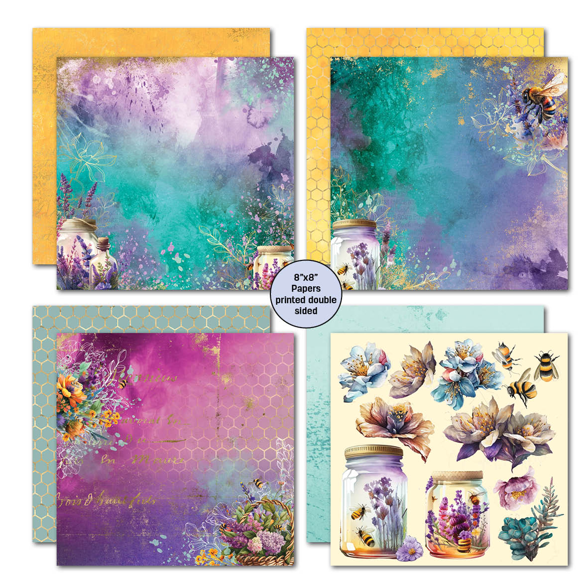 3Quarter Designs Bee Happy 8x8 Paper Pack