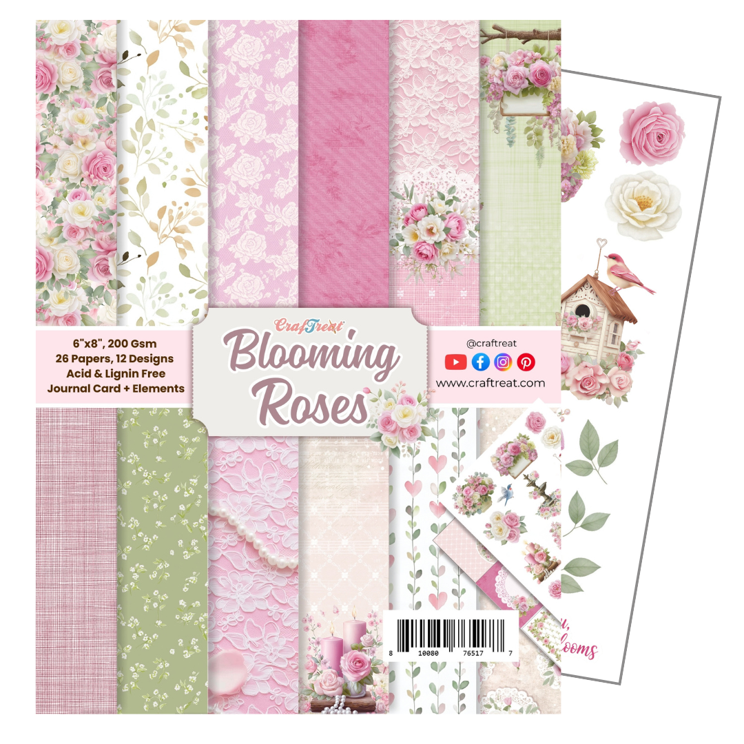 Craftreat Paper Pad - Blooming Roses - 6"x8"