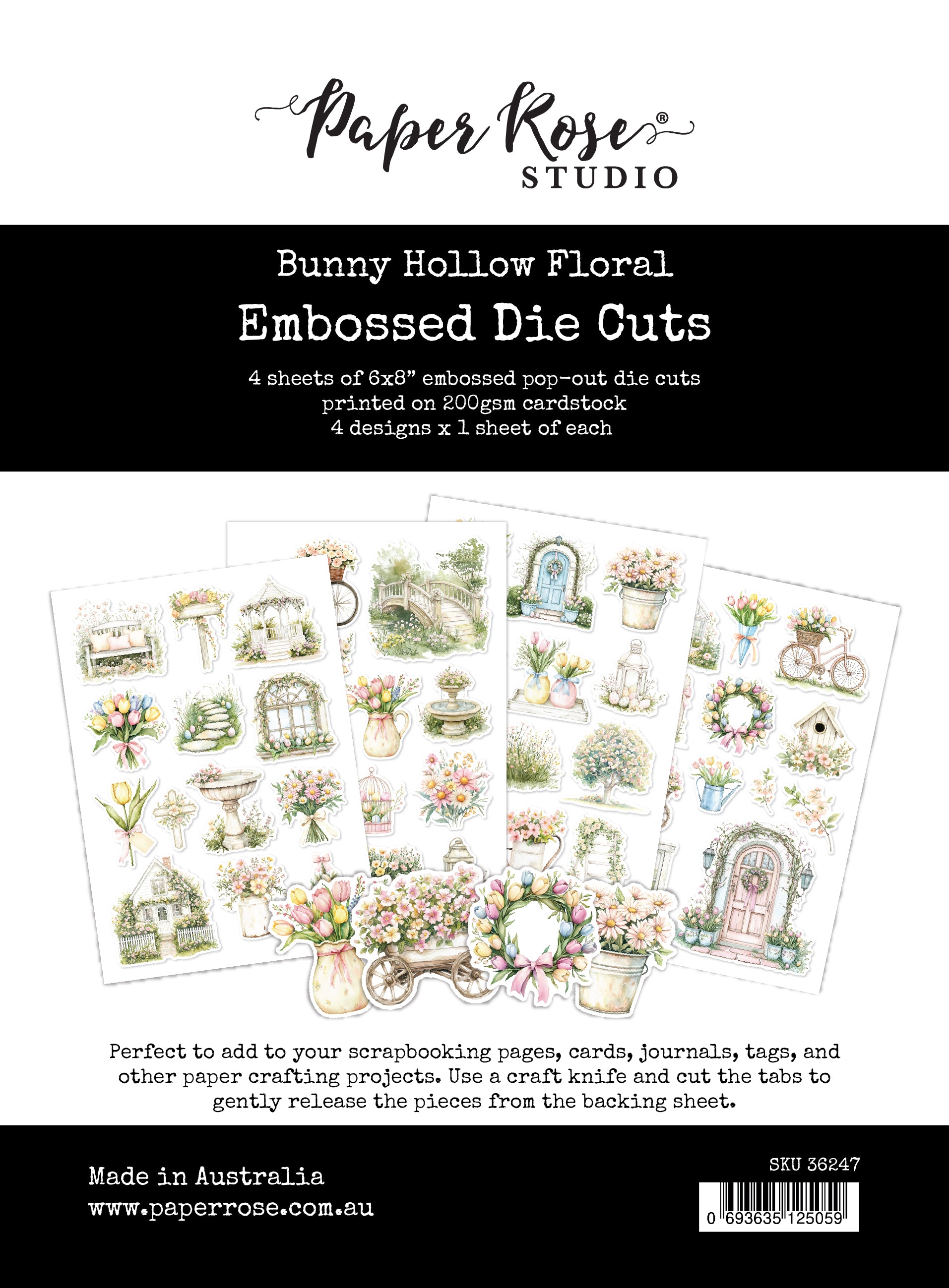 Bunny Hollow 6x8" Floral Embossed Die Cuts 36247