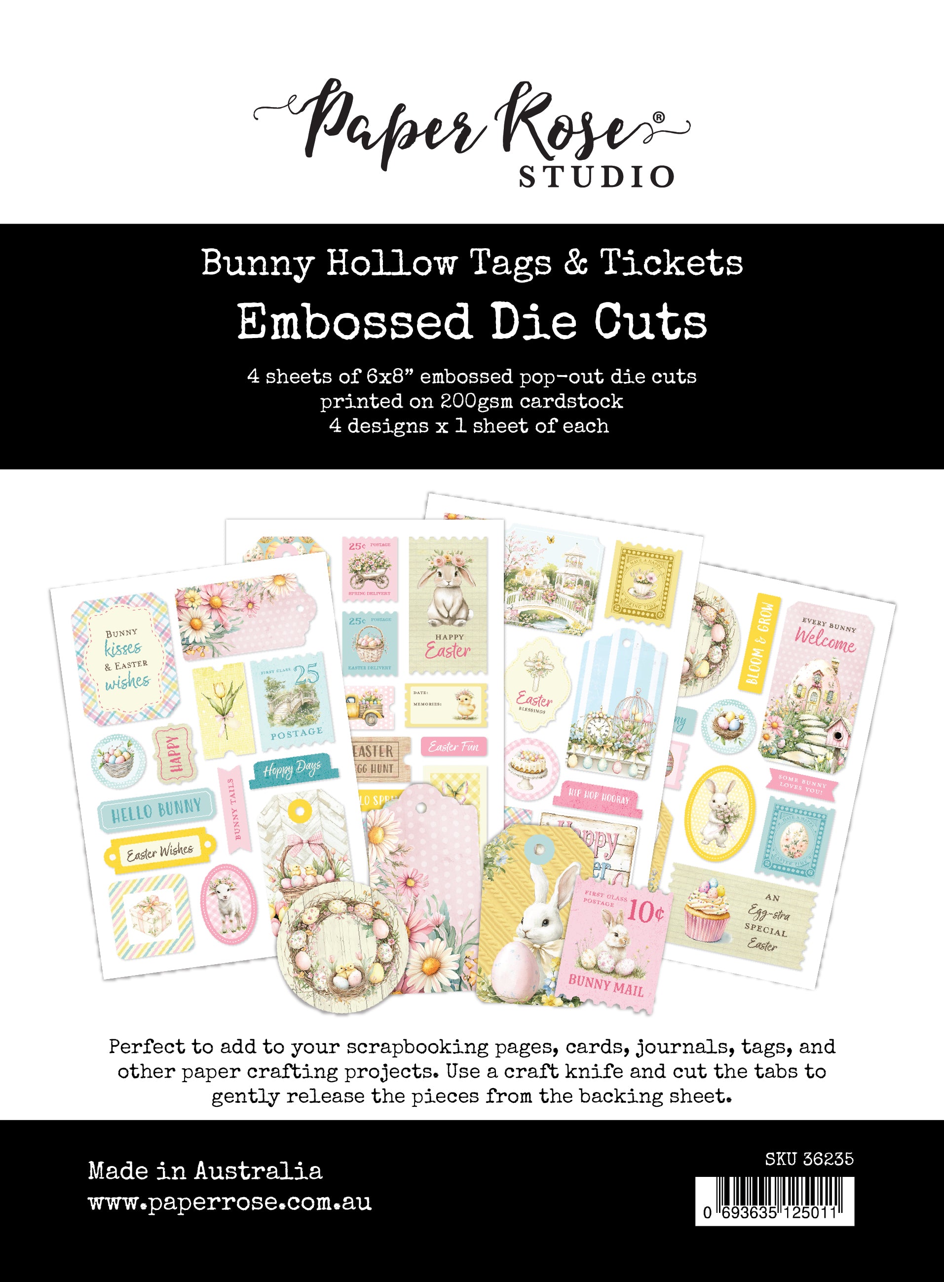 Bunny Hollow 6x8" Tags & Tickets Embossed Die Cuts 36235