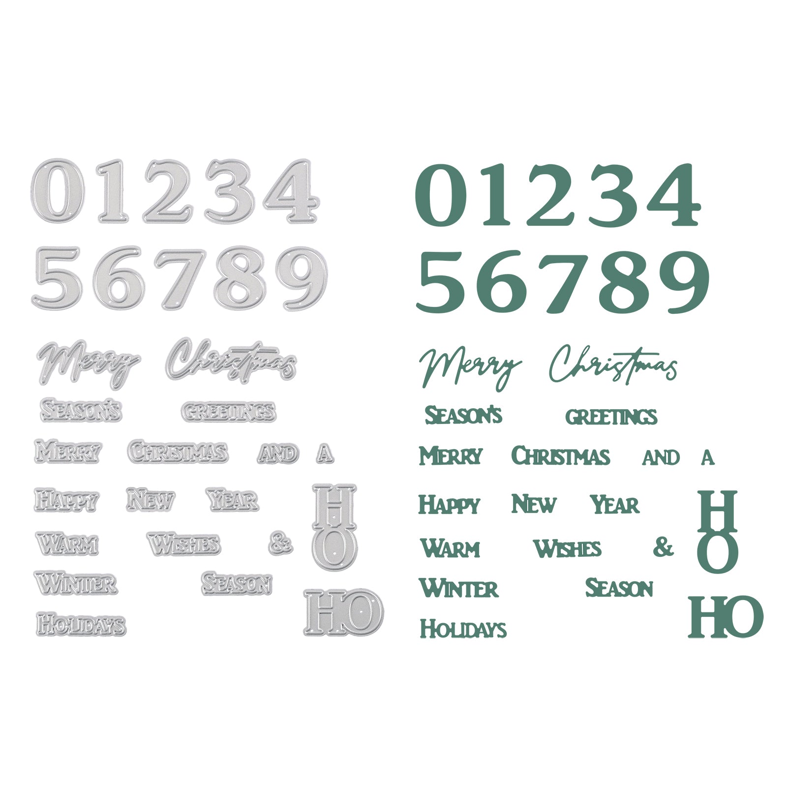 Vaessen Creative • Cutting Dies Numbers & Christmas Wishes 29pcs