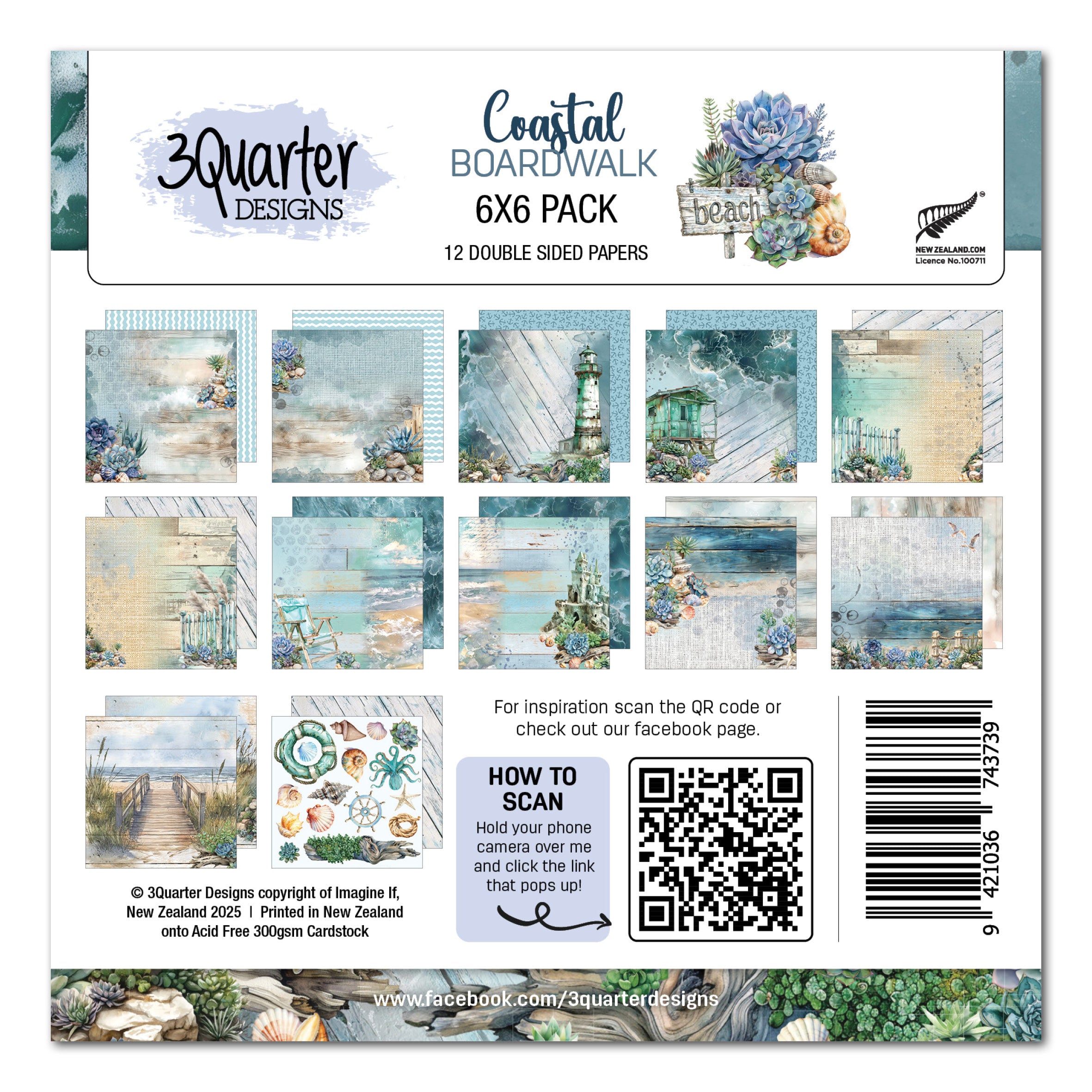 3Quarter Designs Coastal Boardwalk 6x6 Paper Pack