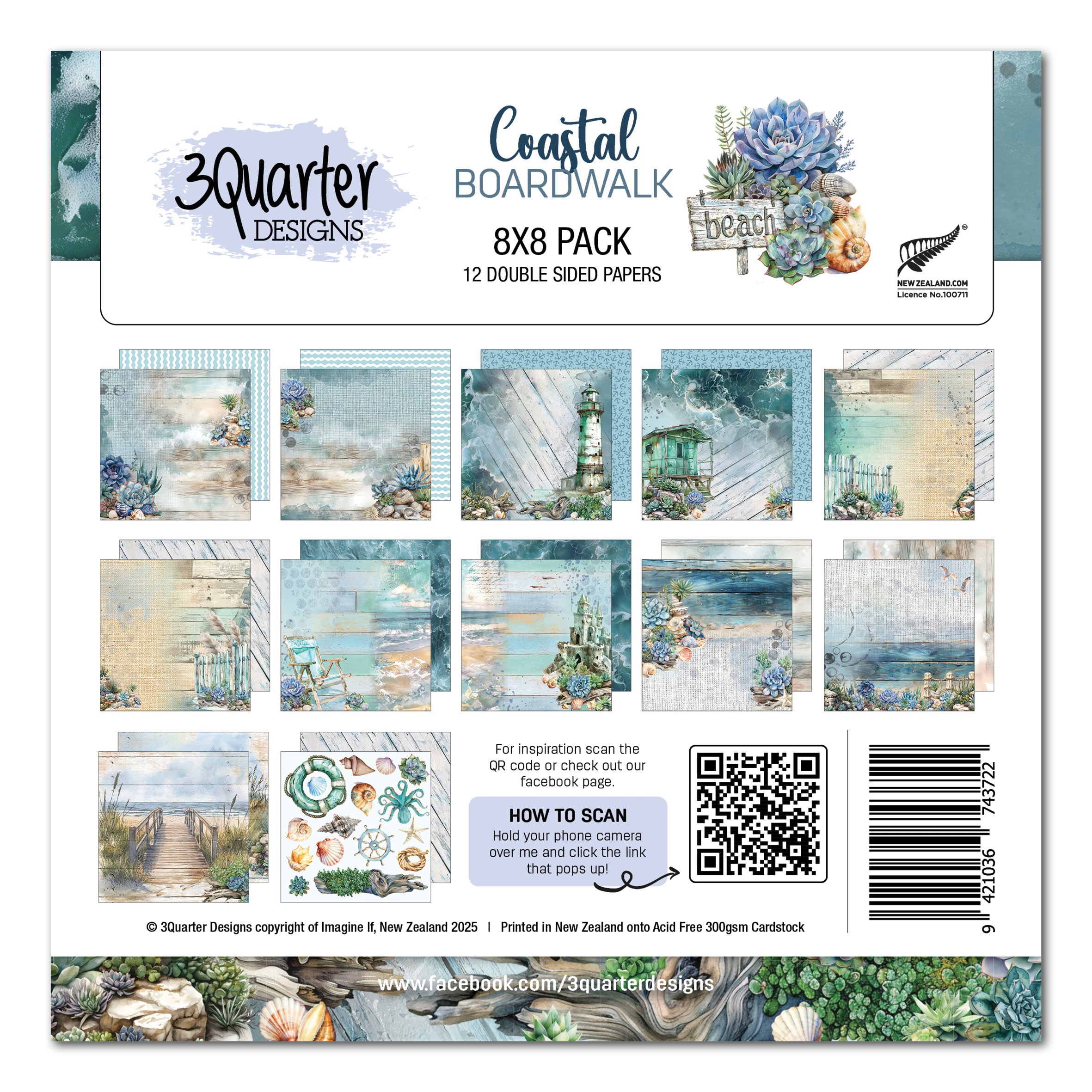 3Quarter Designs Coastal Boardwalk 8x8 Paper Pack