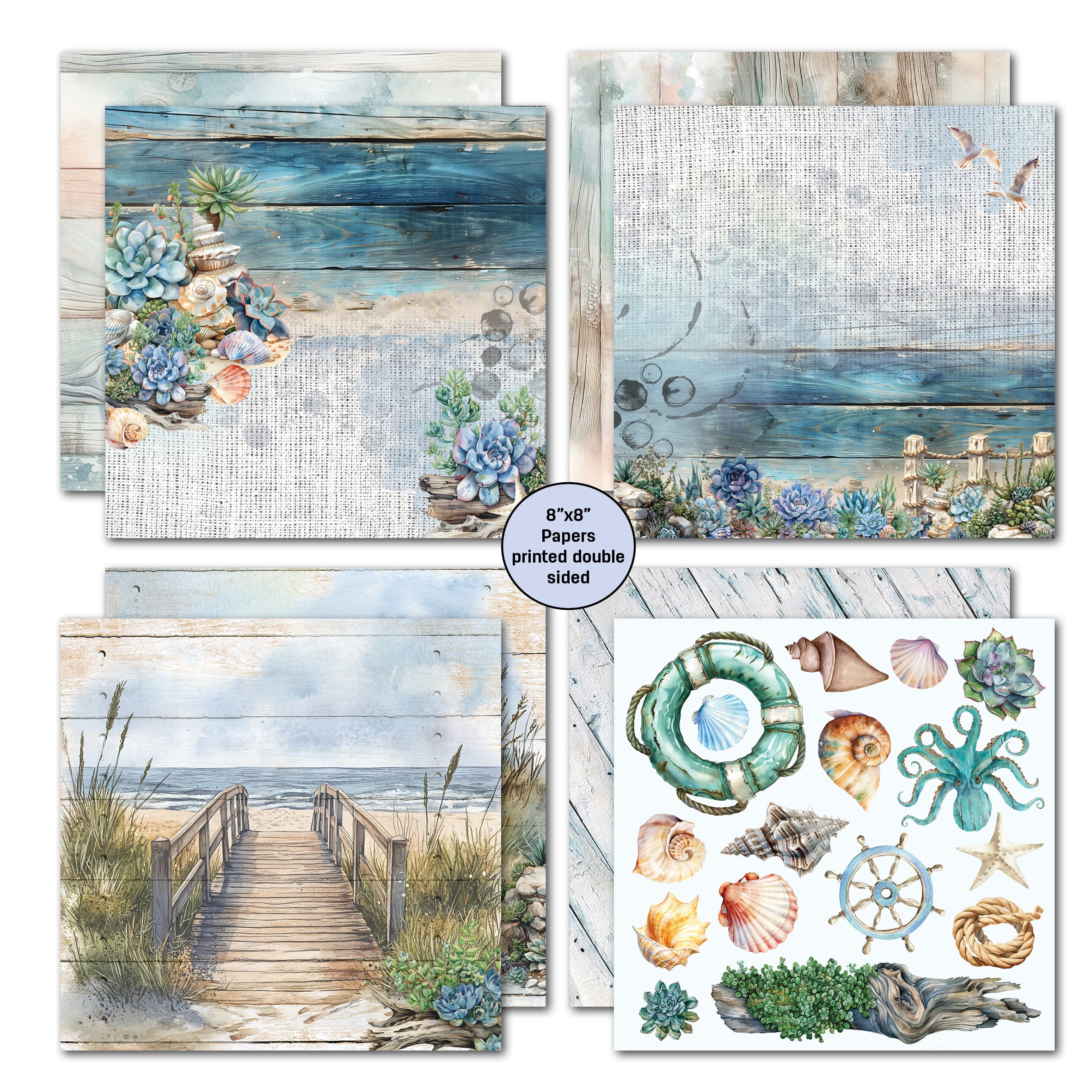 3Quarter Designs Coastal Boardwalk 8x8 Paper Pack