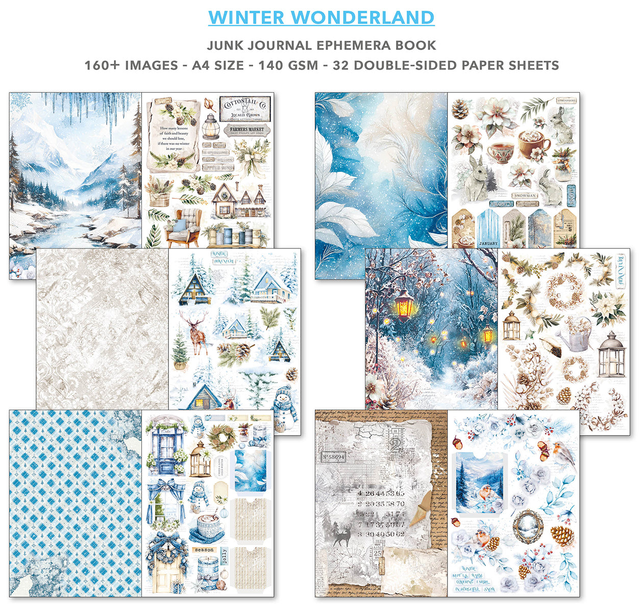 Winter Wonderland Junk Journal & Ephemera Book A4 32/Pkg