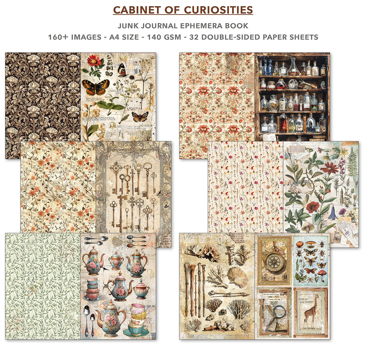 Cabinet of Curiosities Junk Journal & Ephemera Book A4 32/Pkg