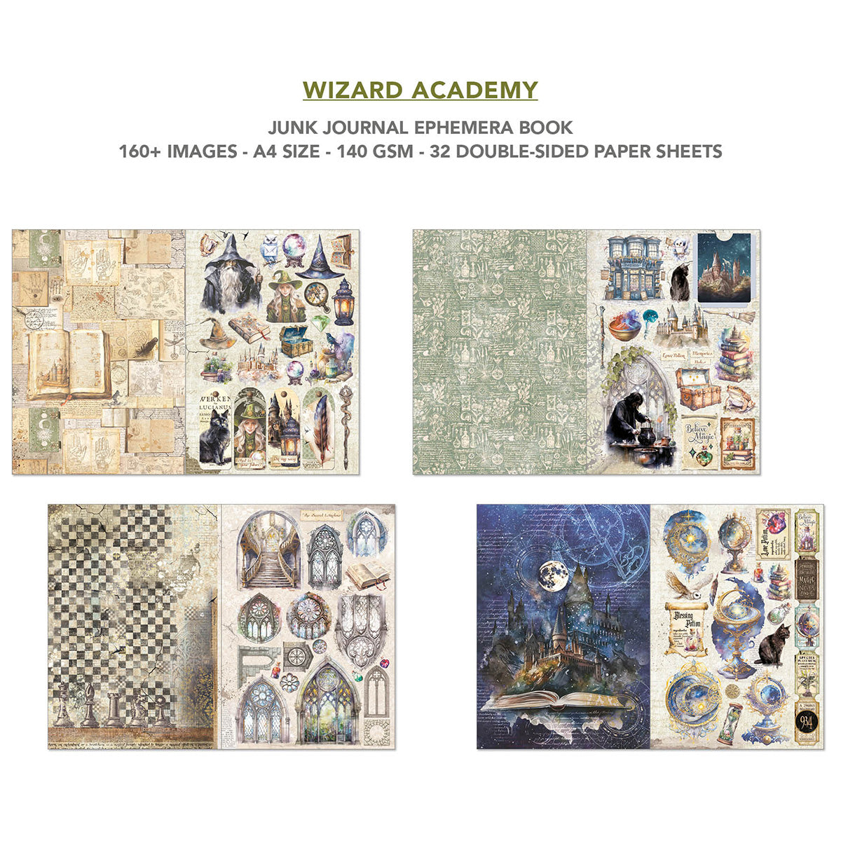 Wizard Academy Junk Journal & Ephemera Book A4 32/Pkg