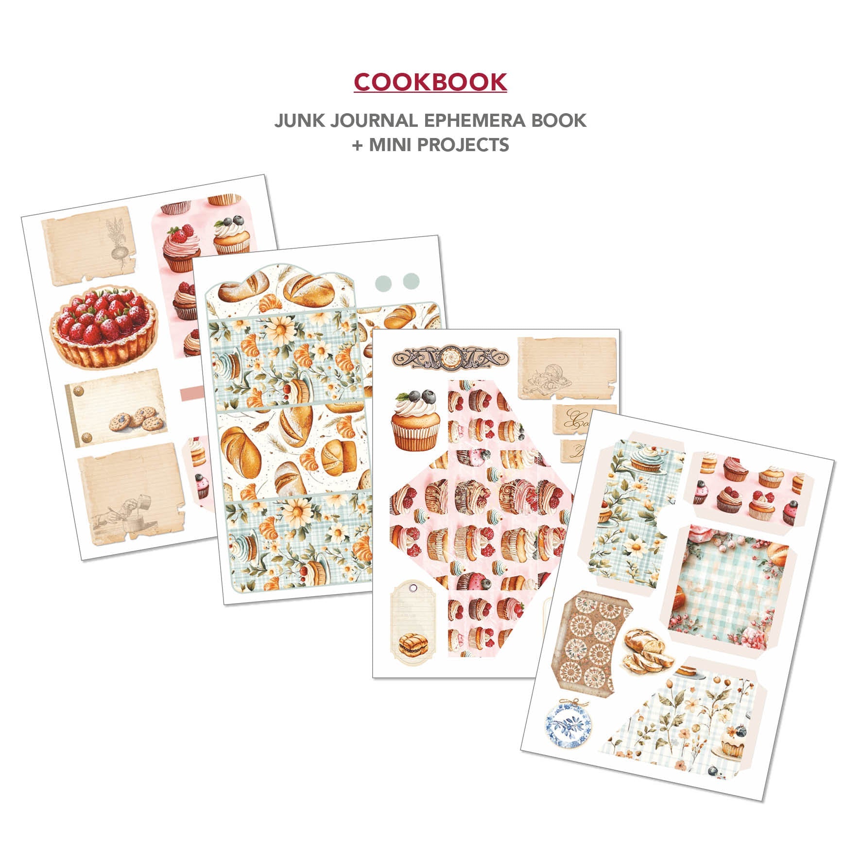 Cookbook Junk Journal & Ephemera Book A4 32/Pkg