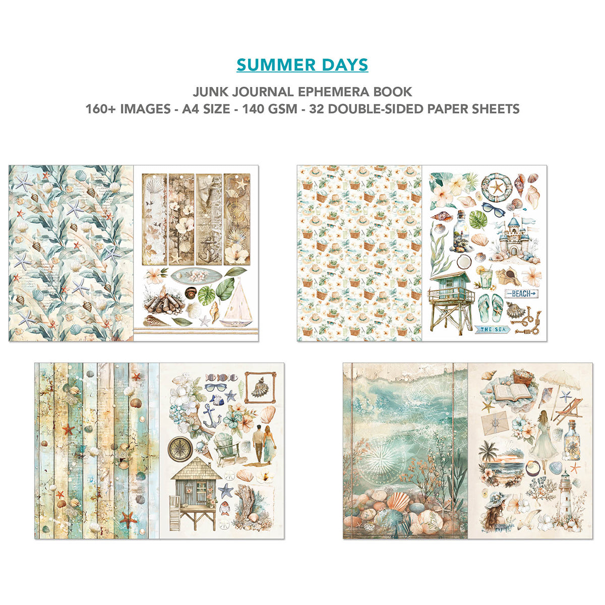 Summer Days Junk Journal & Ephemera Book A4 32/Pkg