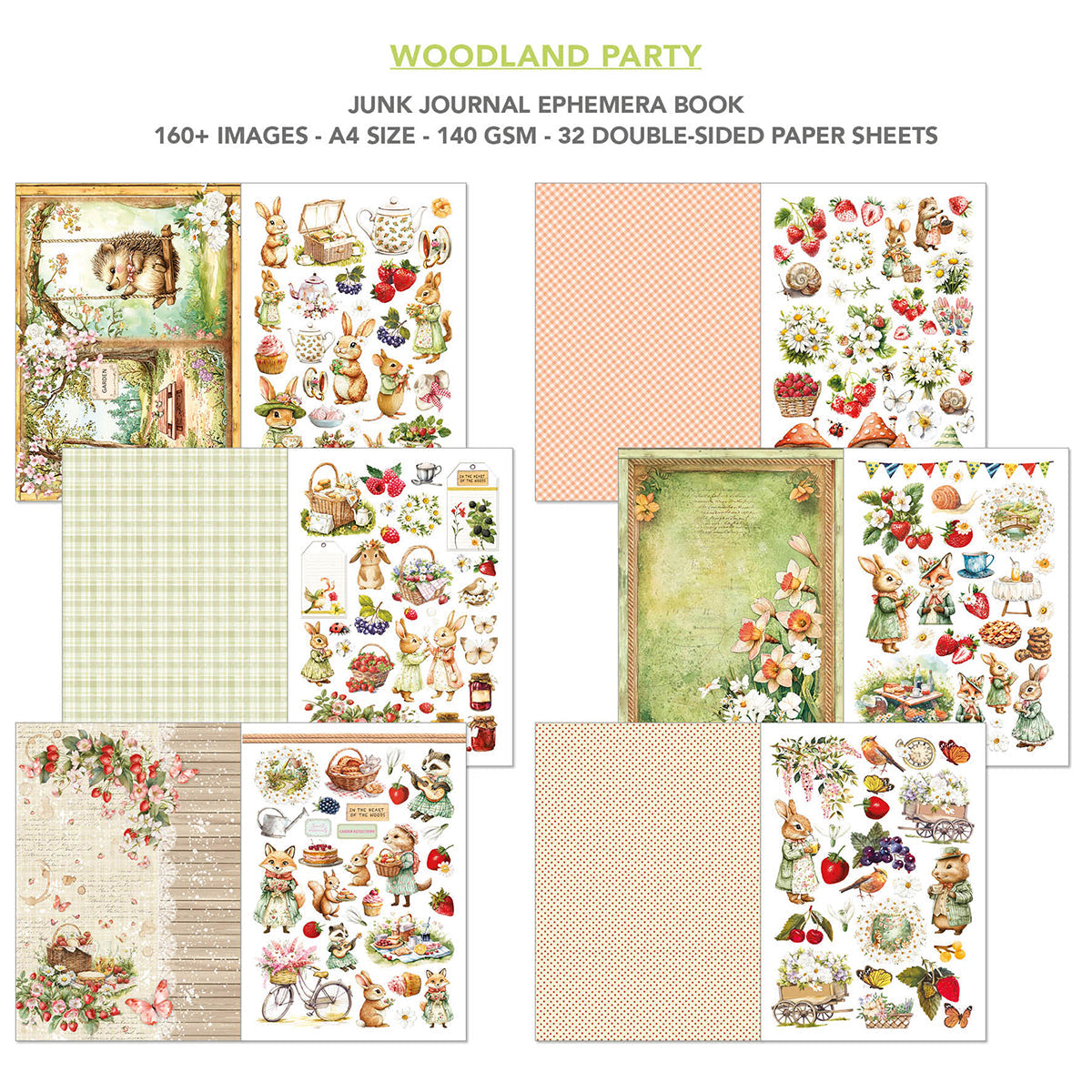 Woodland Party Junk Journal & Ephemera Book A4 32/Pkg