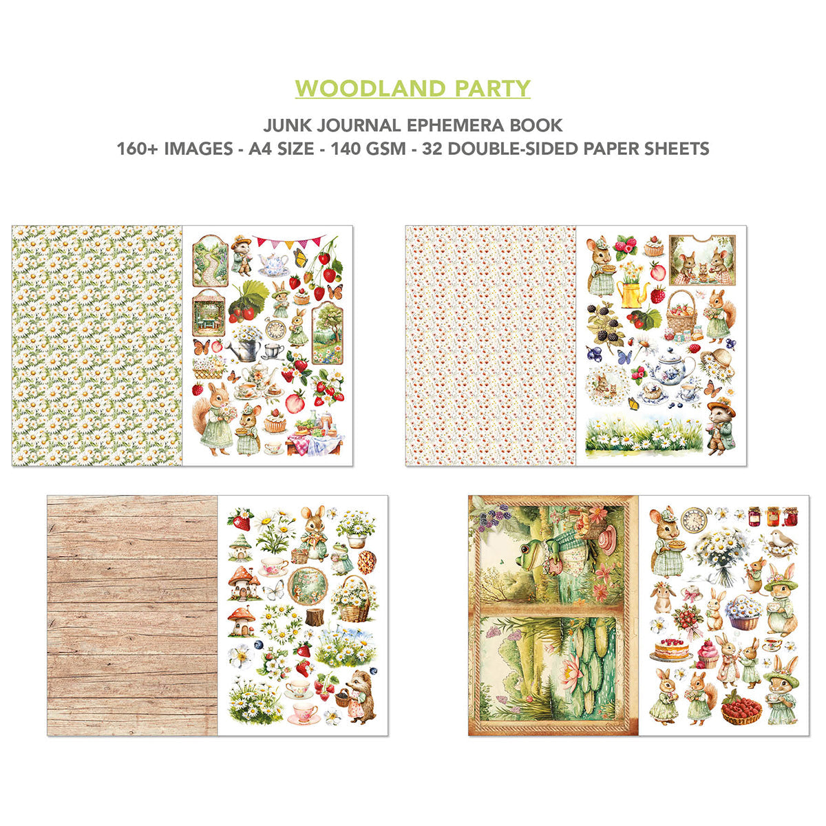 Woodland Party Junk Journal & Ephemera Book A4 32/Pkg
