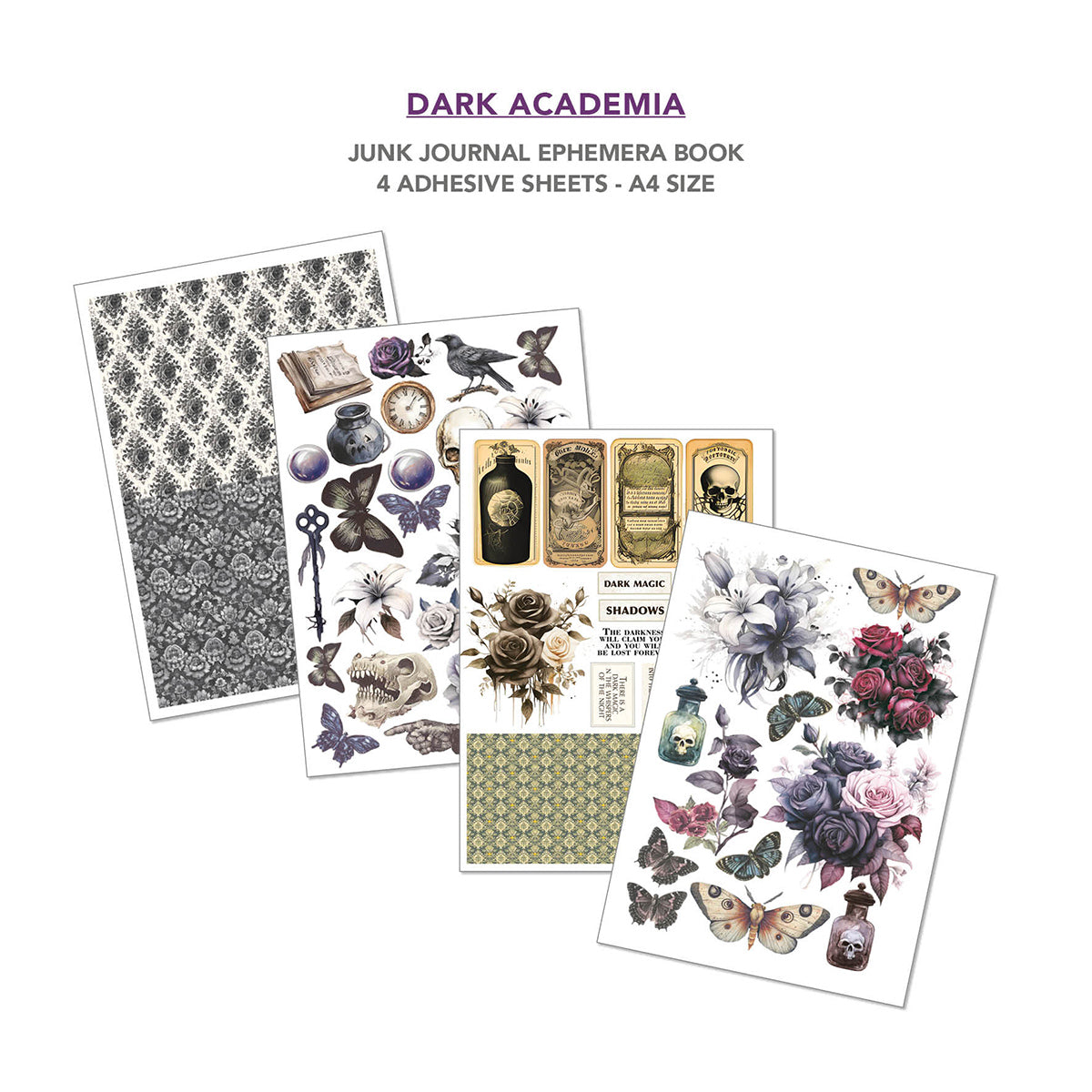 Dark Academia Junk Journal Ephemera Book A4 32/Pkg
