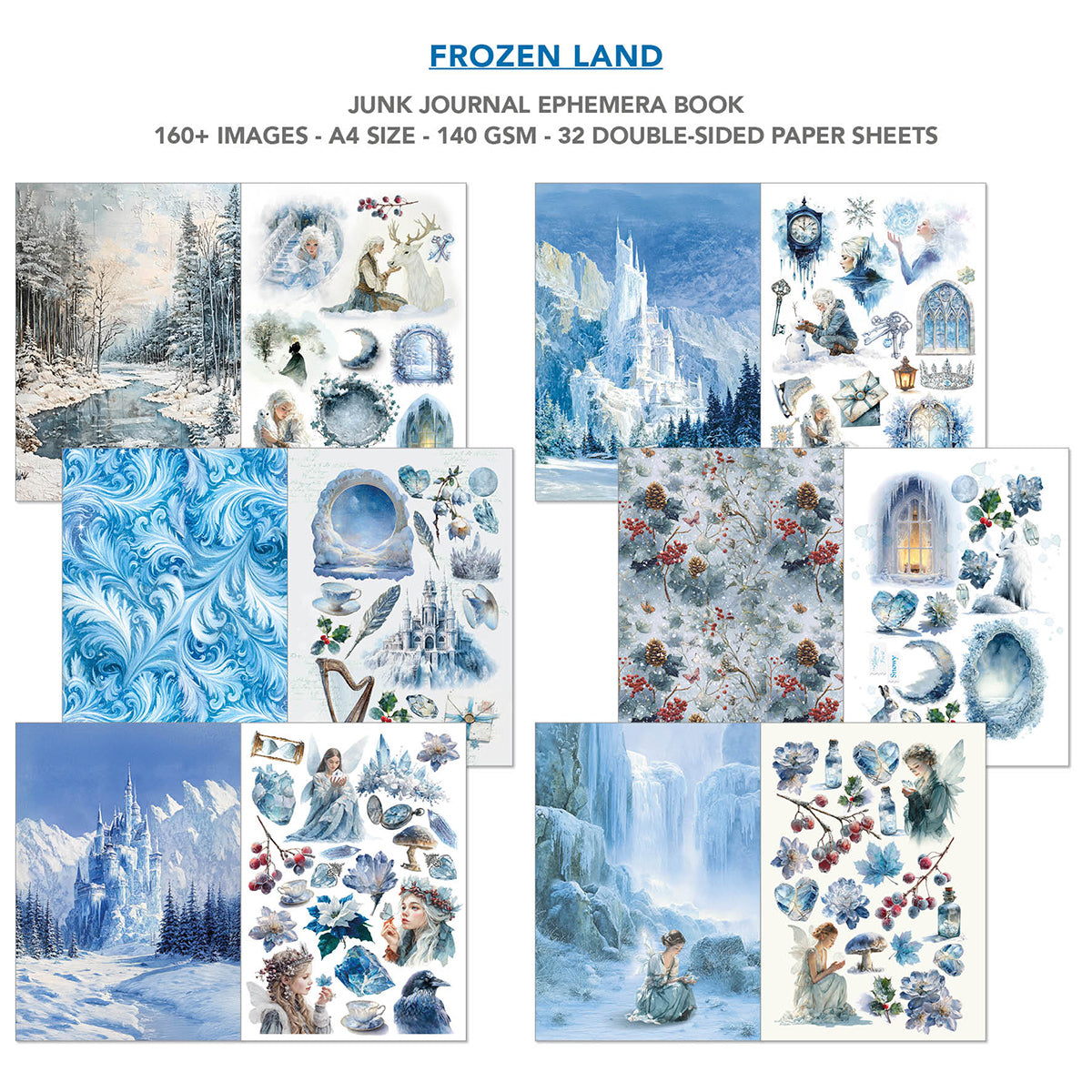 Frozen Land Junk Journal Ephemera Book A4 32/Pkg