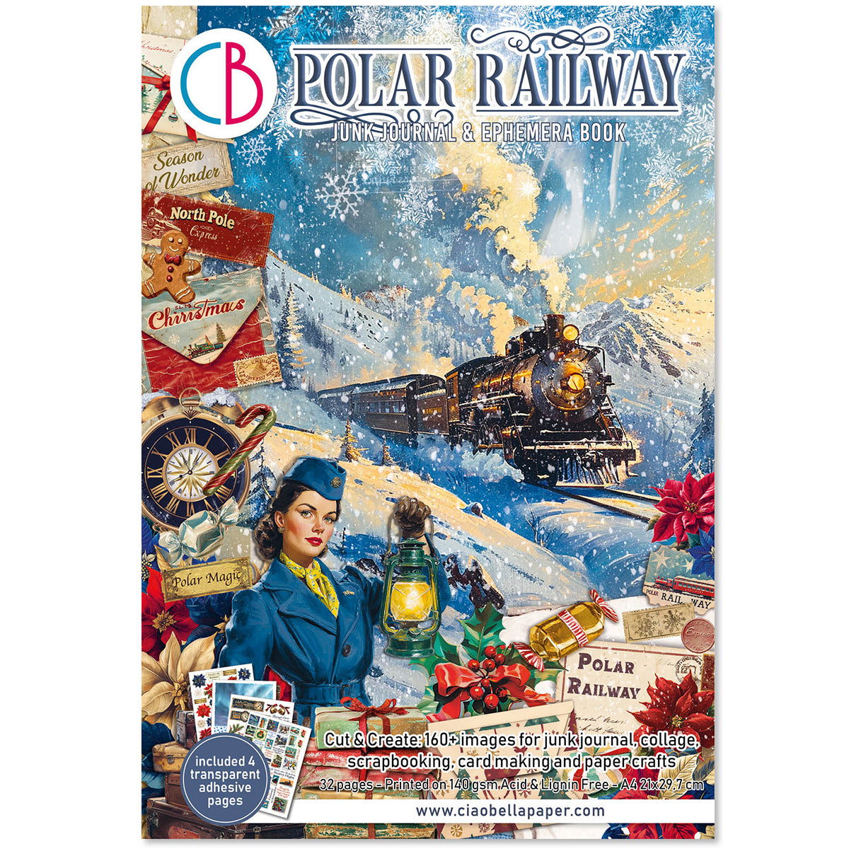 Polar Railway Junk Journal & Ephemera Book A4 32/Pkg