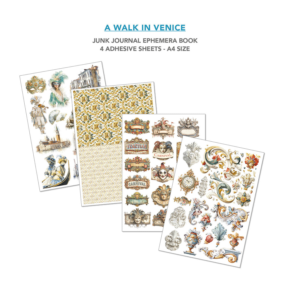 A Walk in Venice  Junk Journal & Ephemera Book A4 32/Pkg