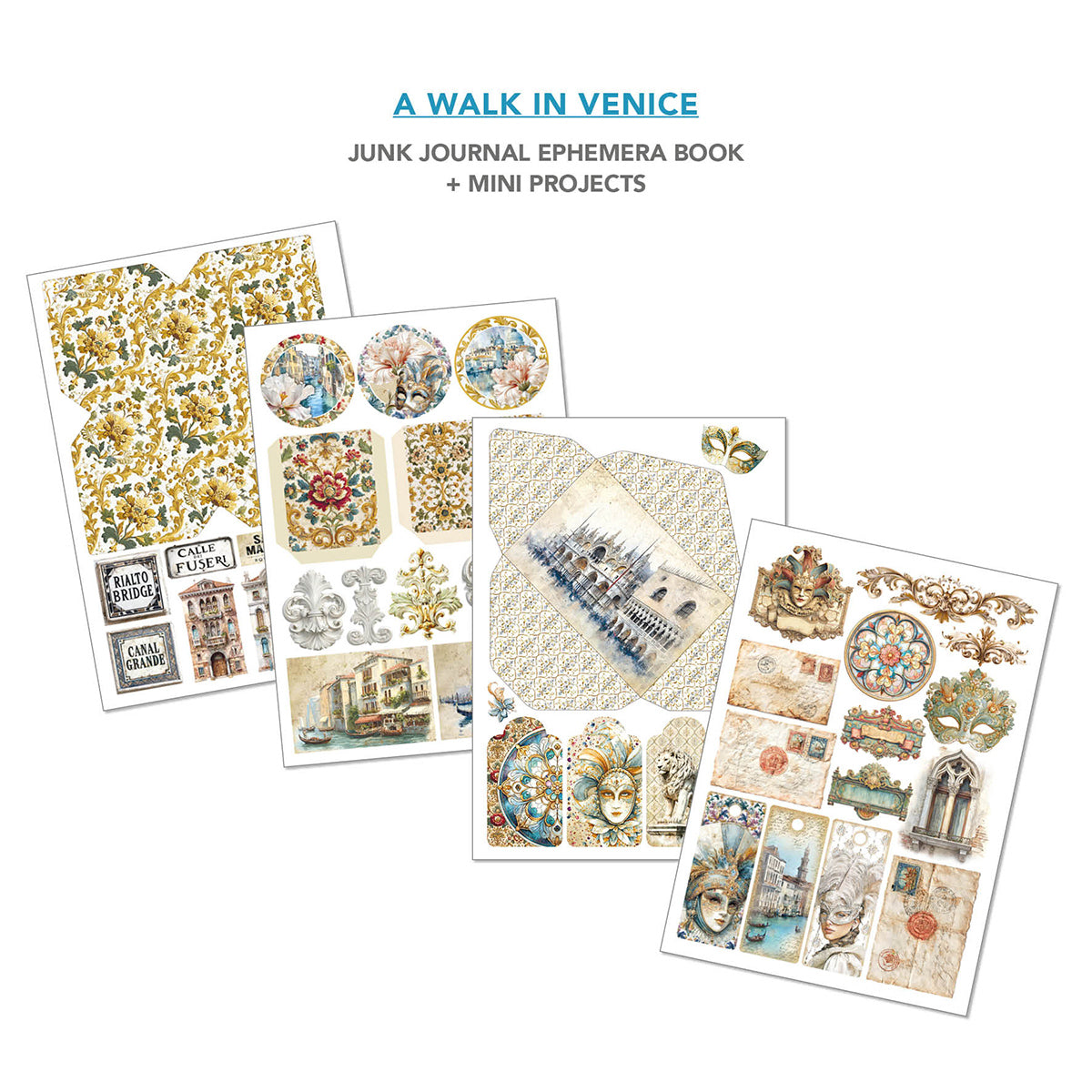 A Walk in Venice  Junk Journal & Ephemera Book A4 32/Pkg
