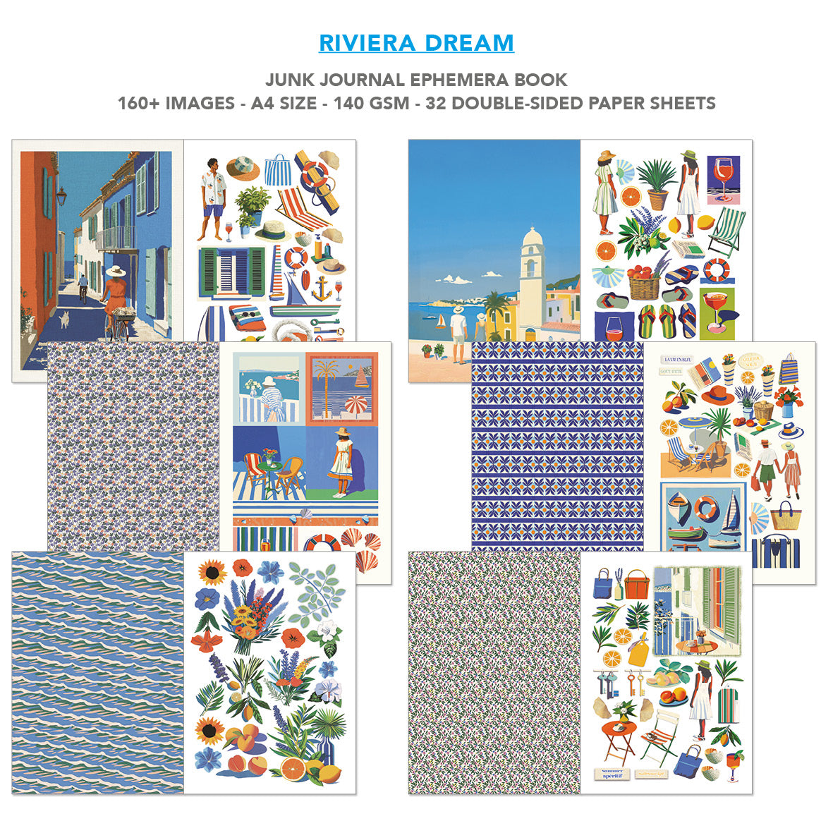 Riviera Dream Junk Journal & Ephemera Book A4 32/Pkg