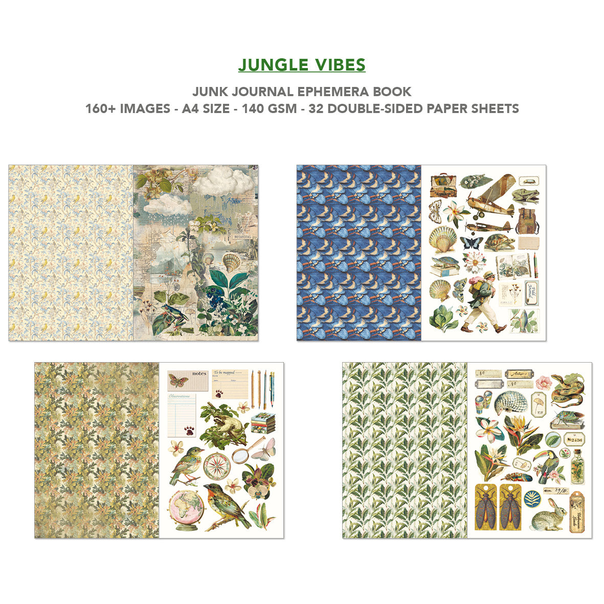 Jungle Vibes Junk Journal & Ephemera Book A4 32/Pkg